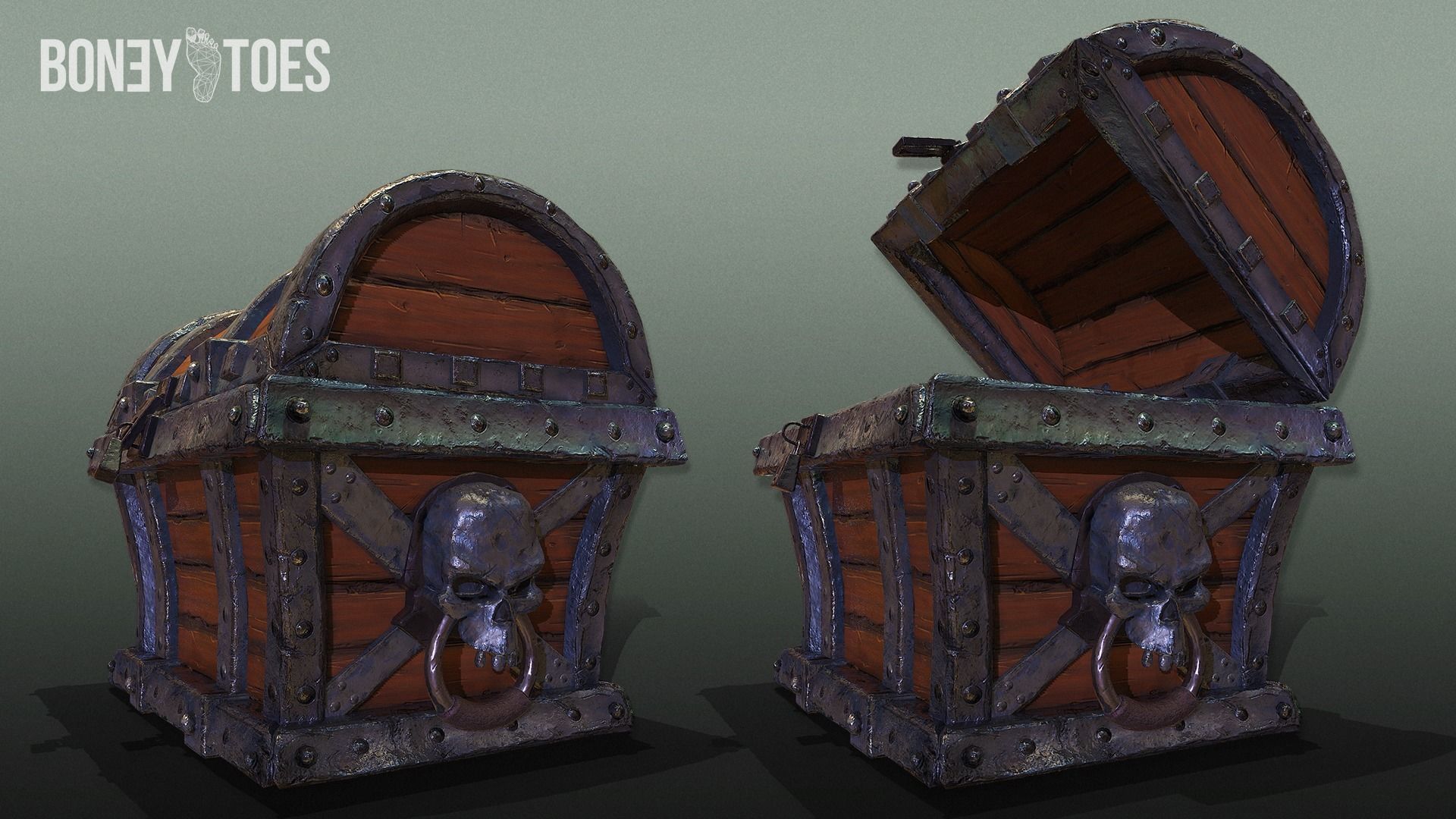 Skeleton Treasure Chest - Game Ready Low-poly 3D model_4