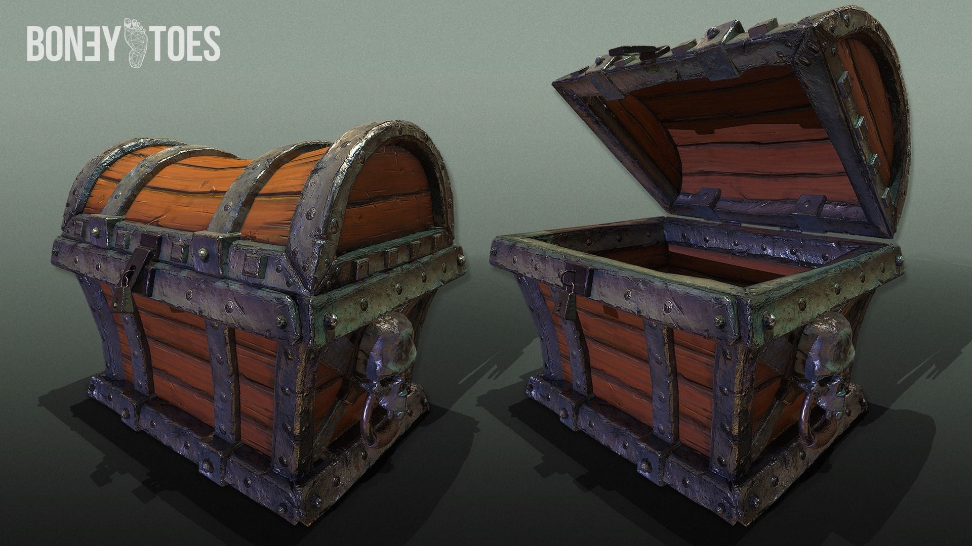 Skeleton Treasure Chest - Game Ready Low-poly 3D model_6