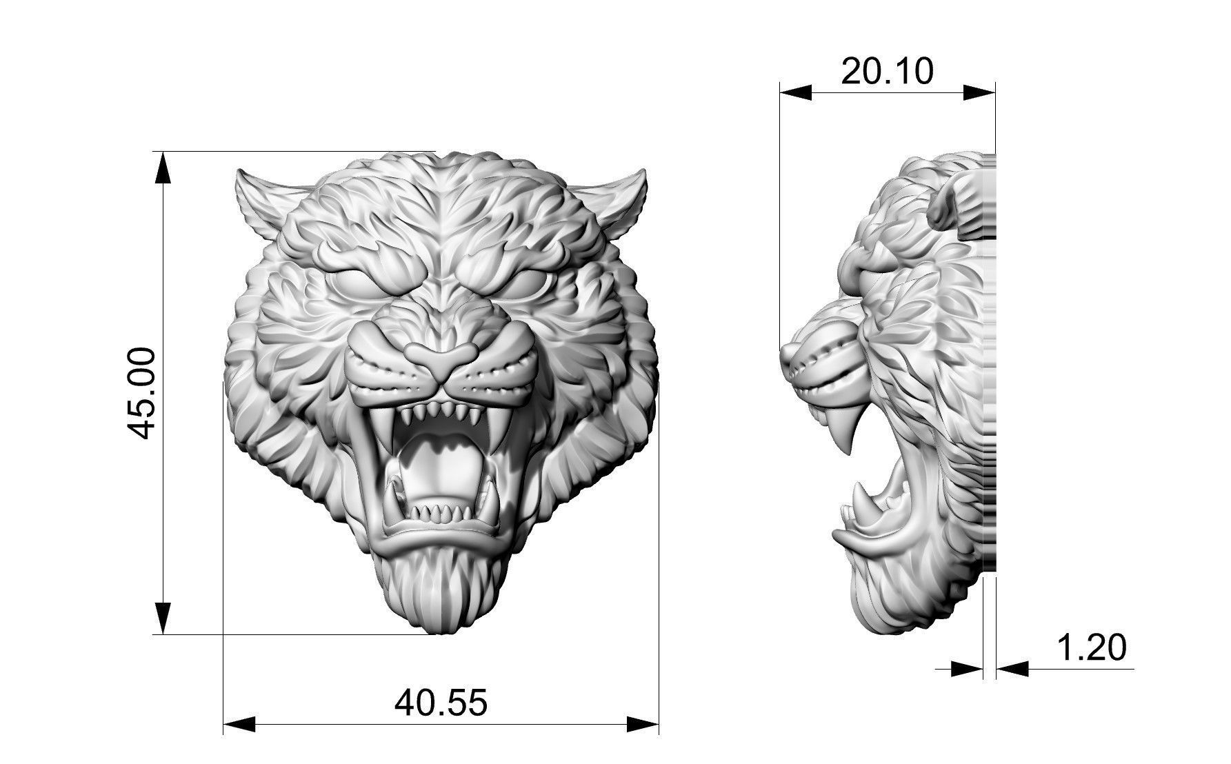 Tiger face 3D print model_4