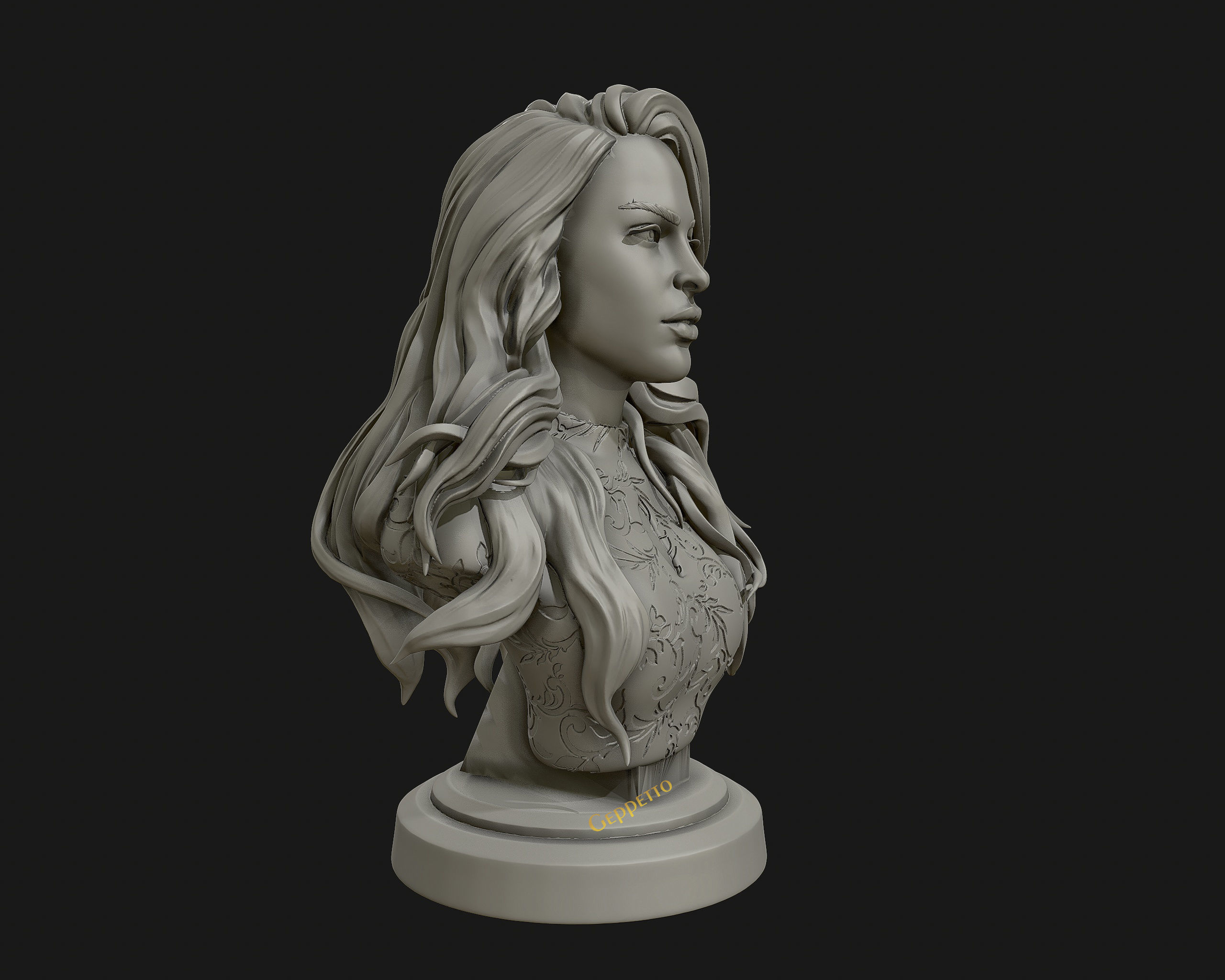 3D sculpture of girl ready to 3D print 3D print model_11