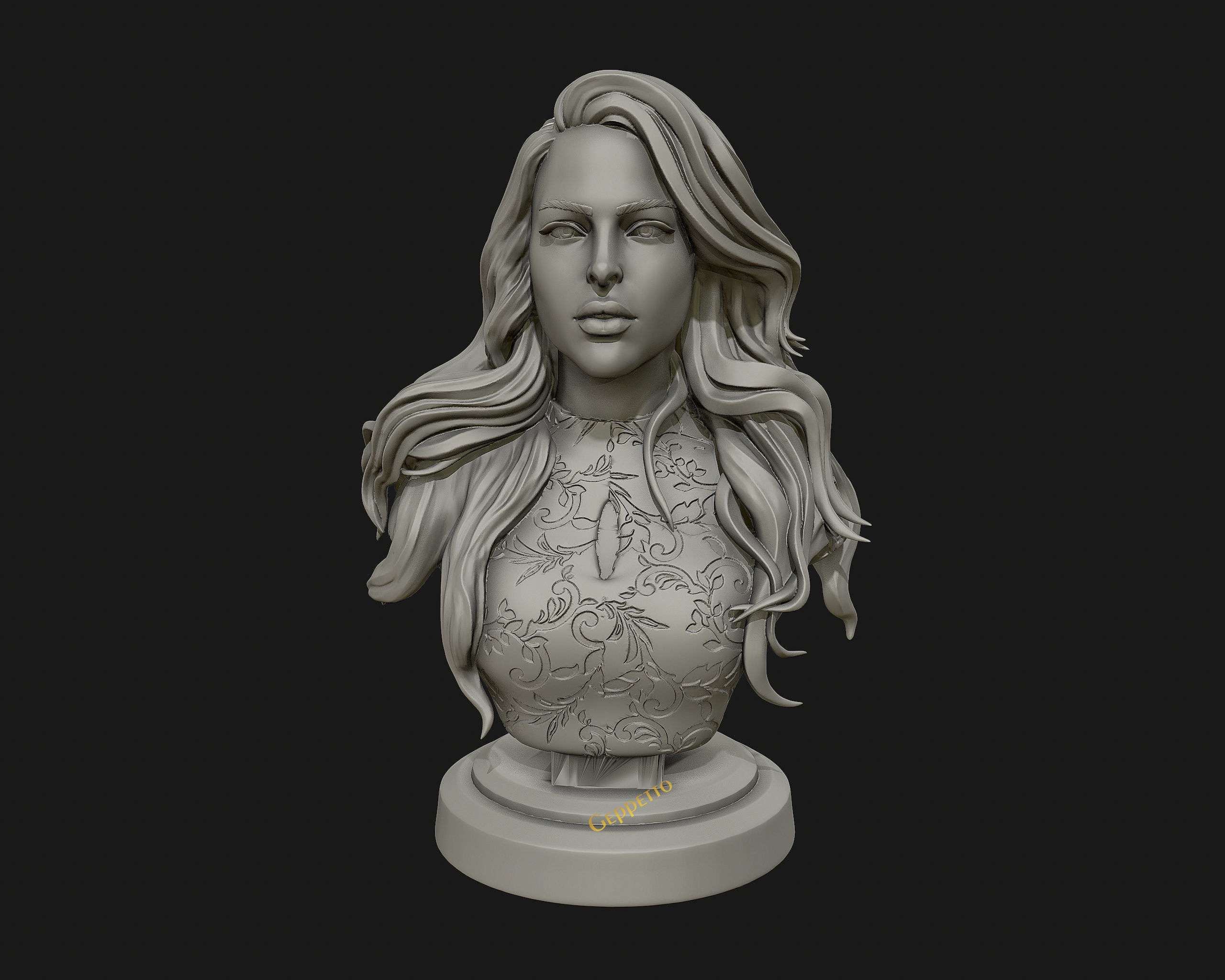 3D sculpture of girl ready to 3D print 3D print model_22