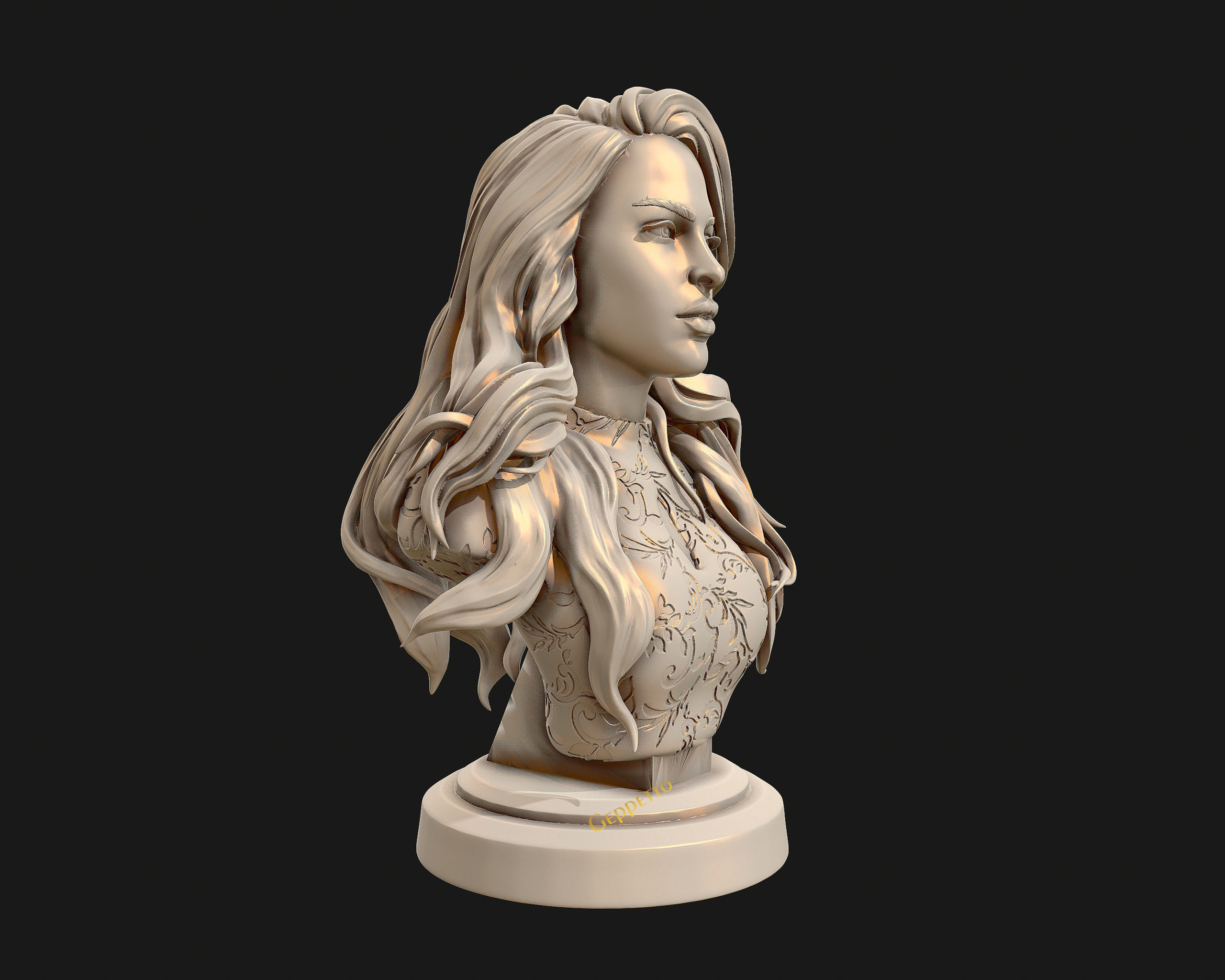 3D sculpture of girl ready to 3D print 3D print model_26