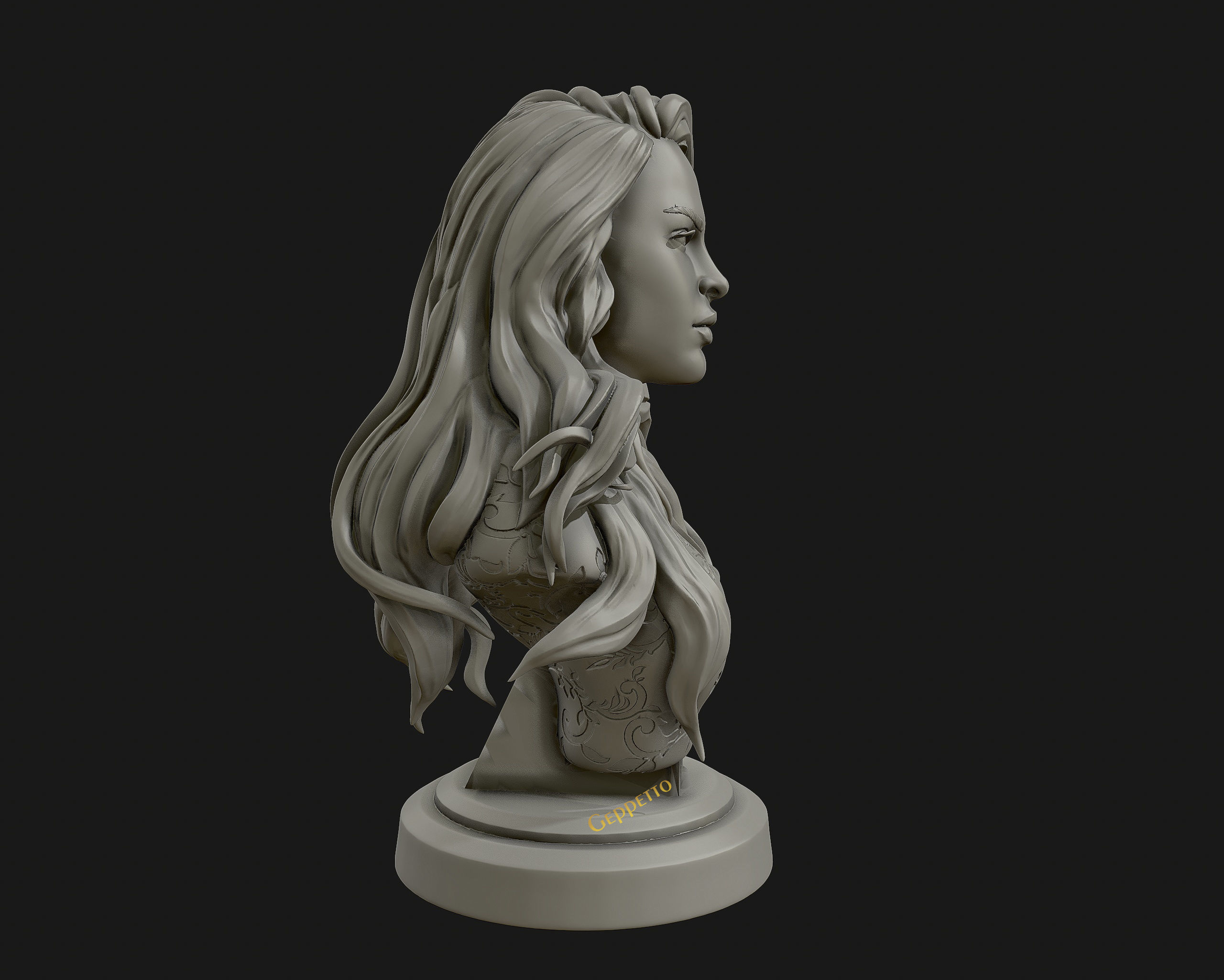 3D sculpture of girl ready to 3D print 3D print model_14
