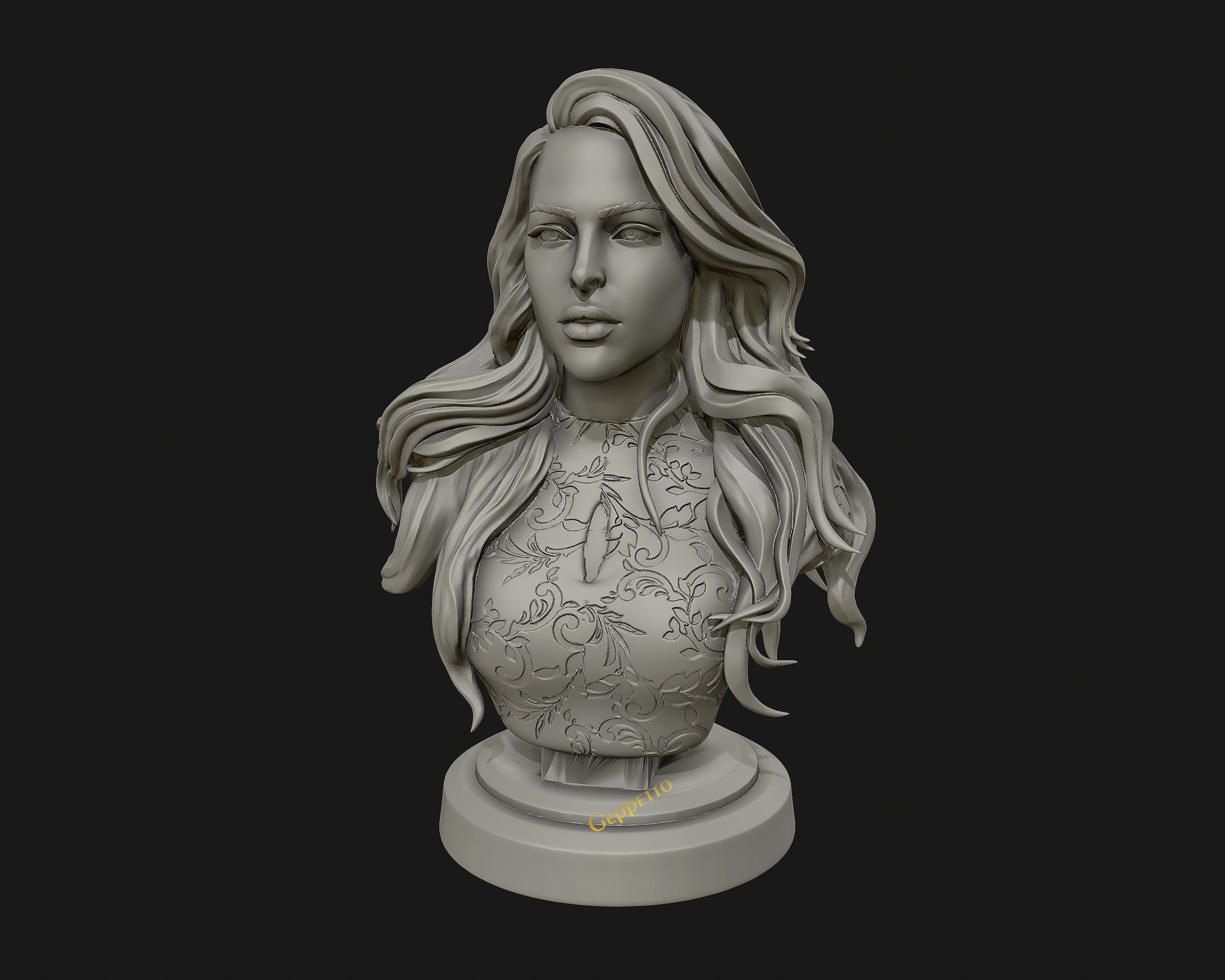 3D sculpture of girl ready to 3D print 3D print model_21