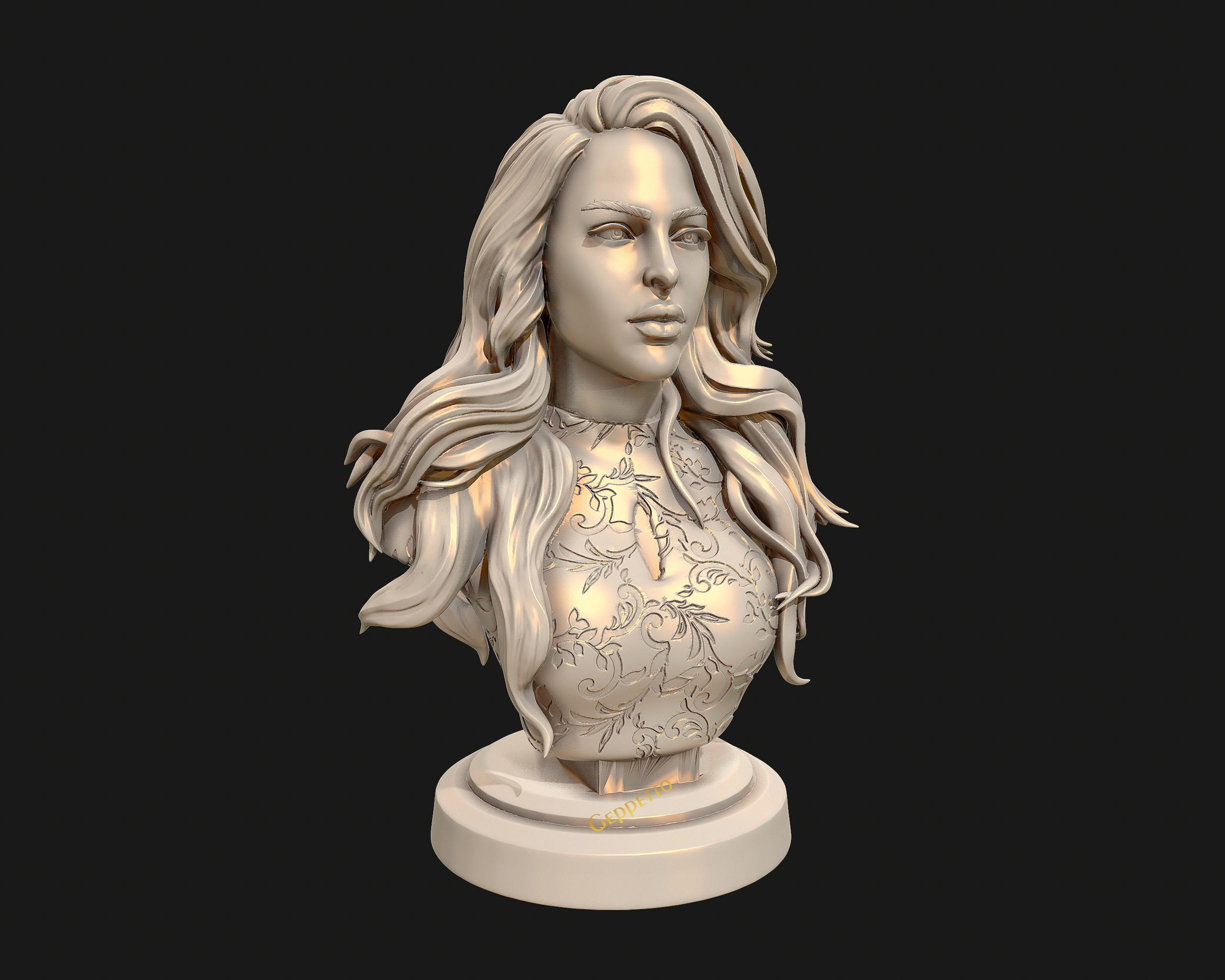 3D sculpture of girl ready to 3D print 3D print model_24