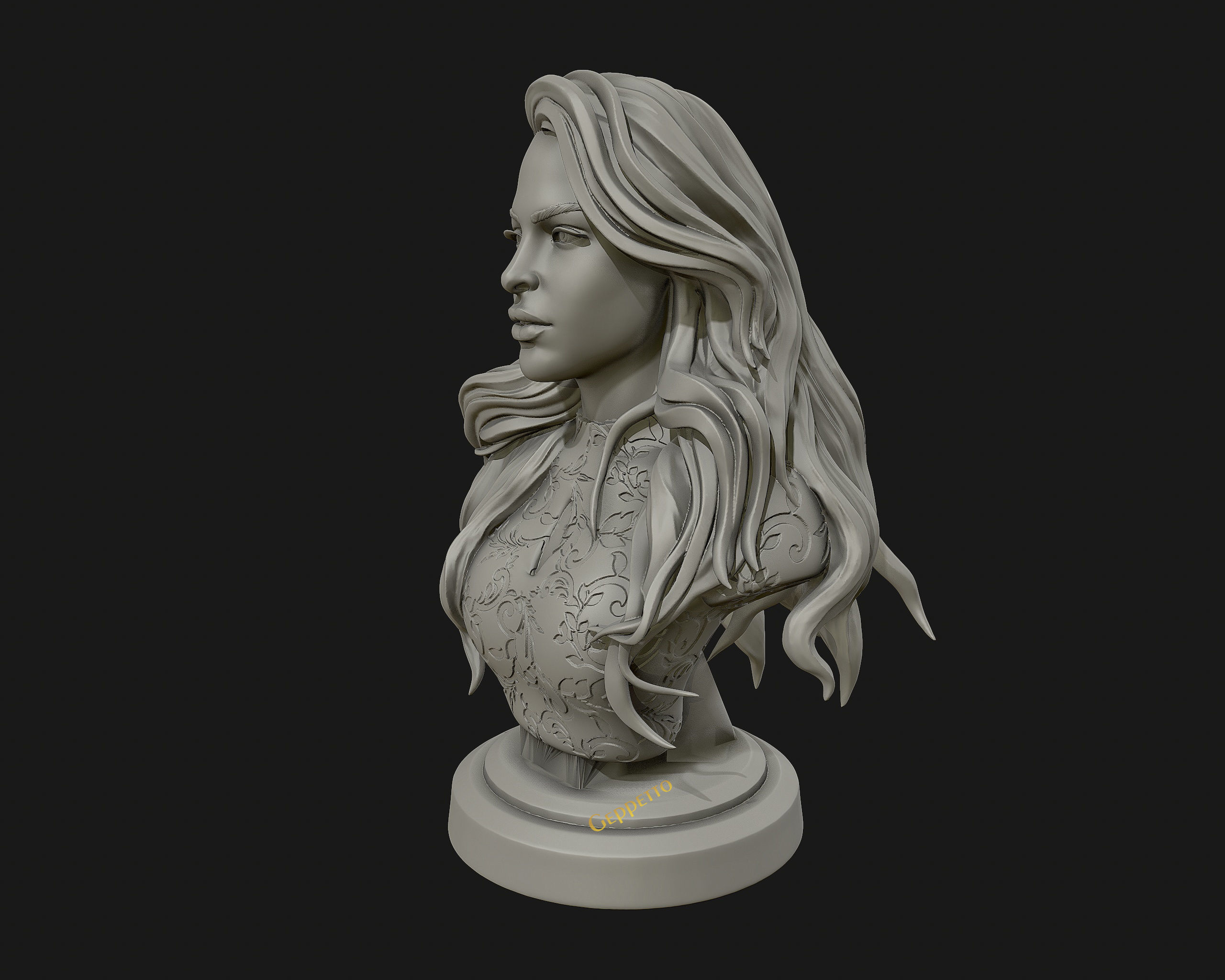 3D sculpture of girl ready to 3D print 3D print model_19