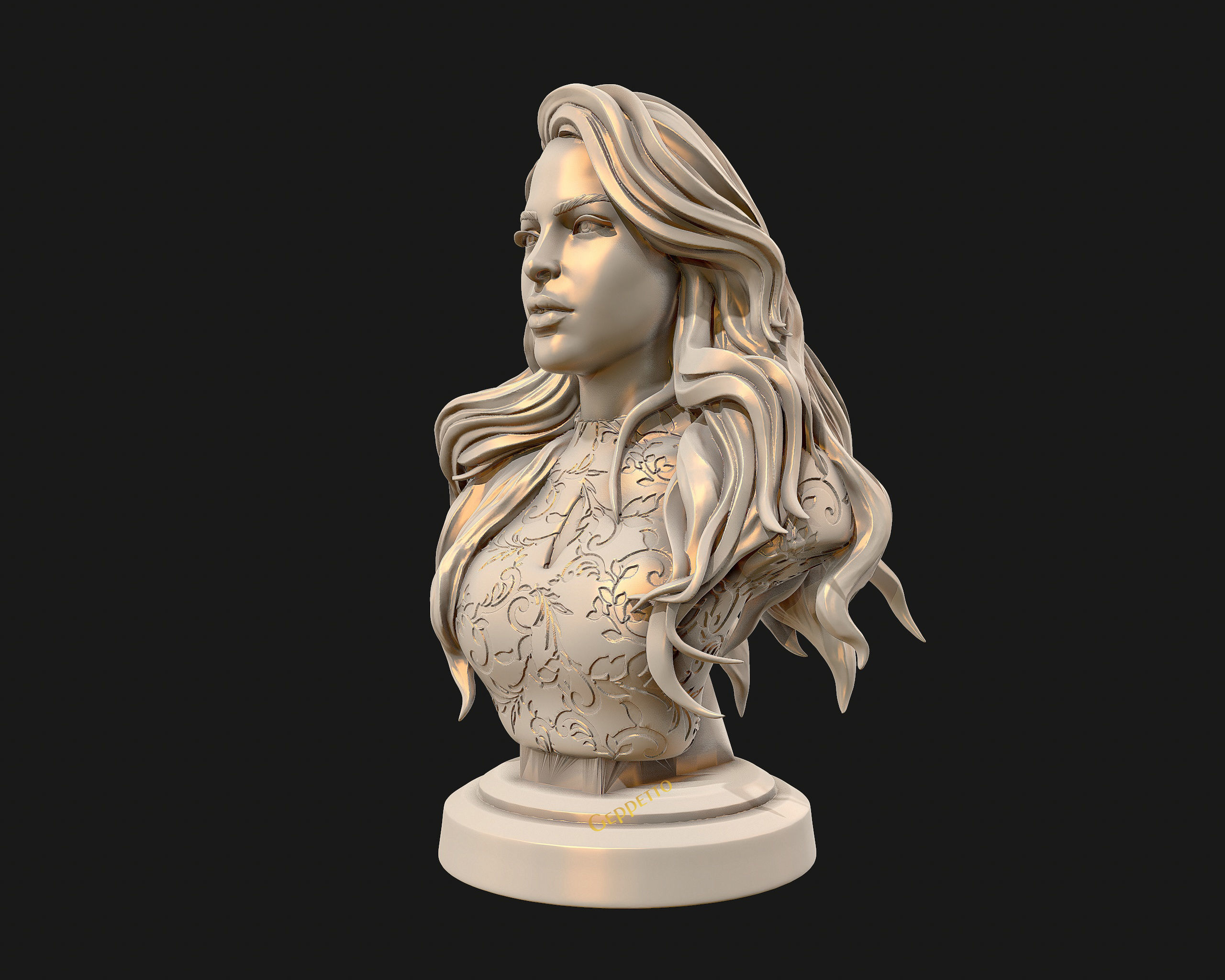 3D sculpture of girl ready to 3D print 3D print model_28