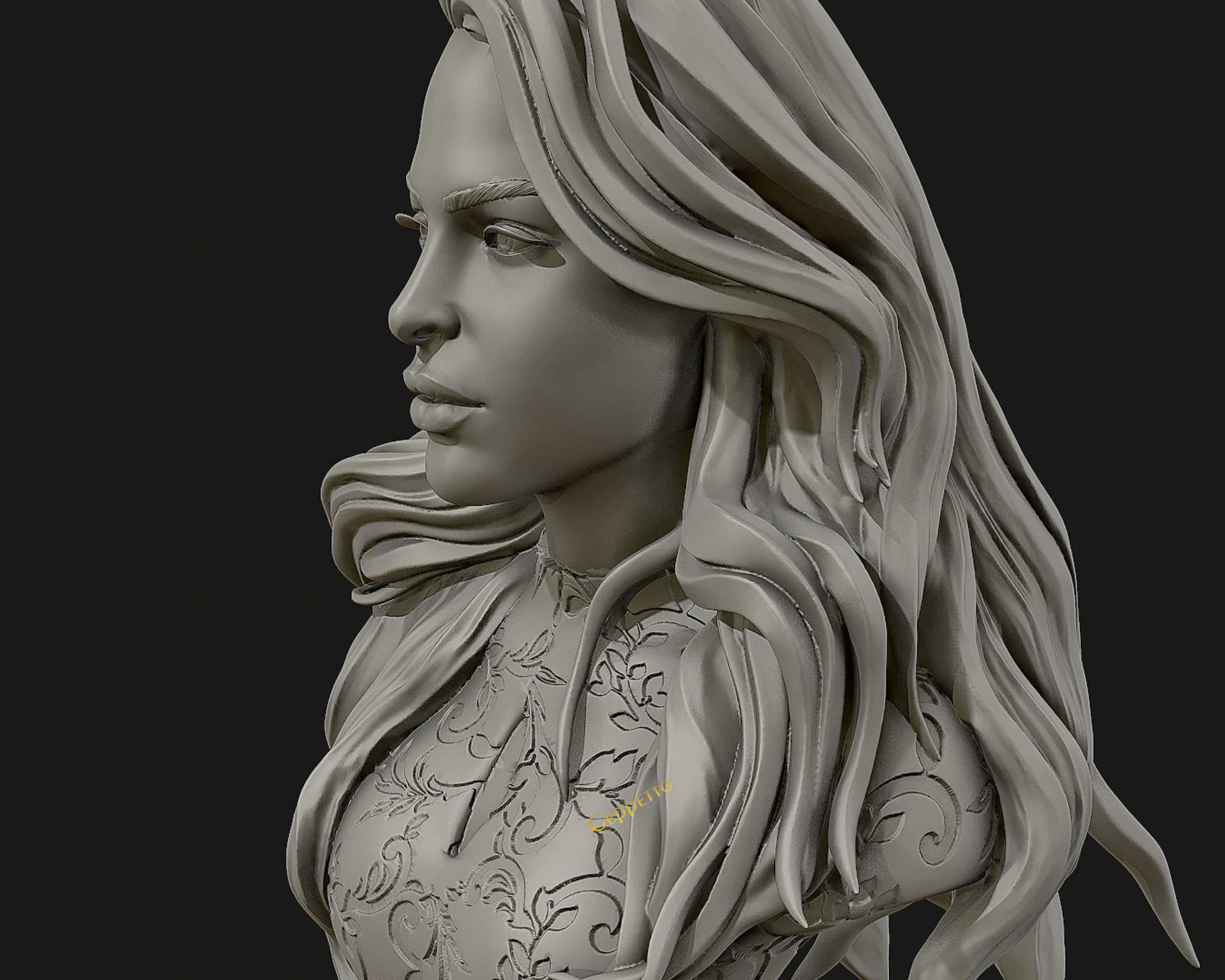 3D sculpture of girl ready to 3D print 3D print model_4