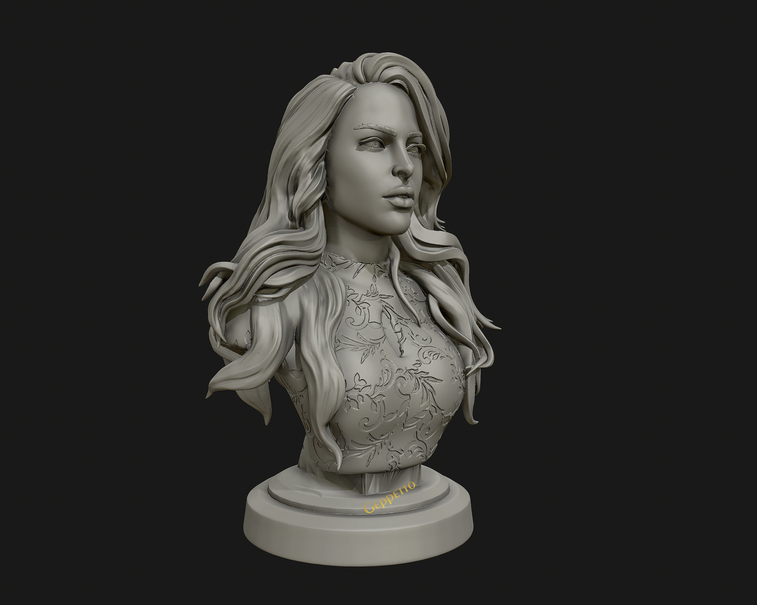 3D sculpture of girl ready to 3D print 3D print model_9