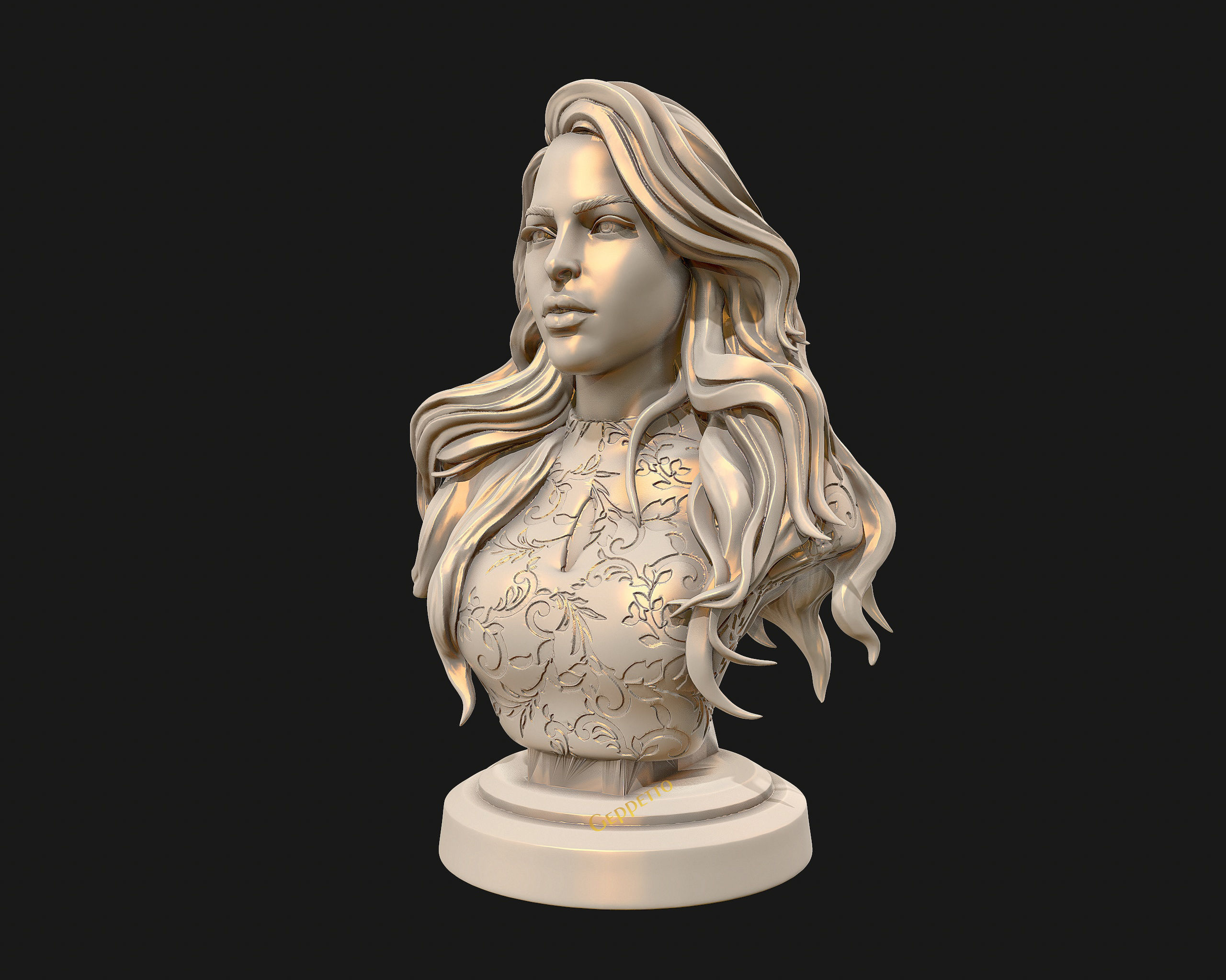 3D sculpture of girl ready to 3D print 3D print model_27
