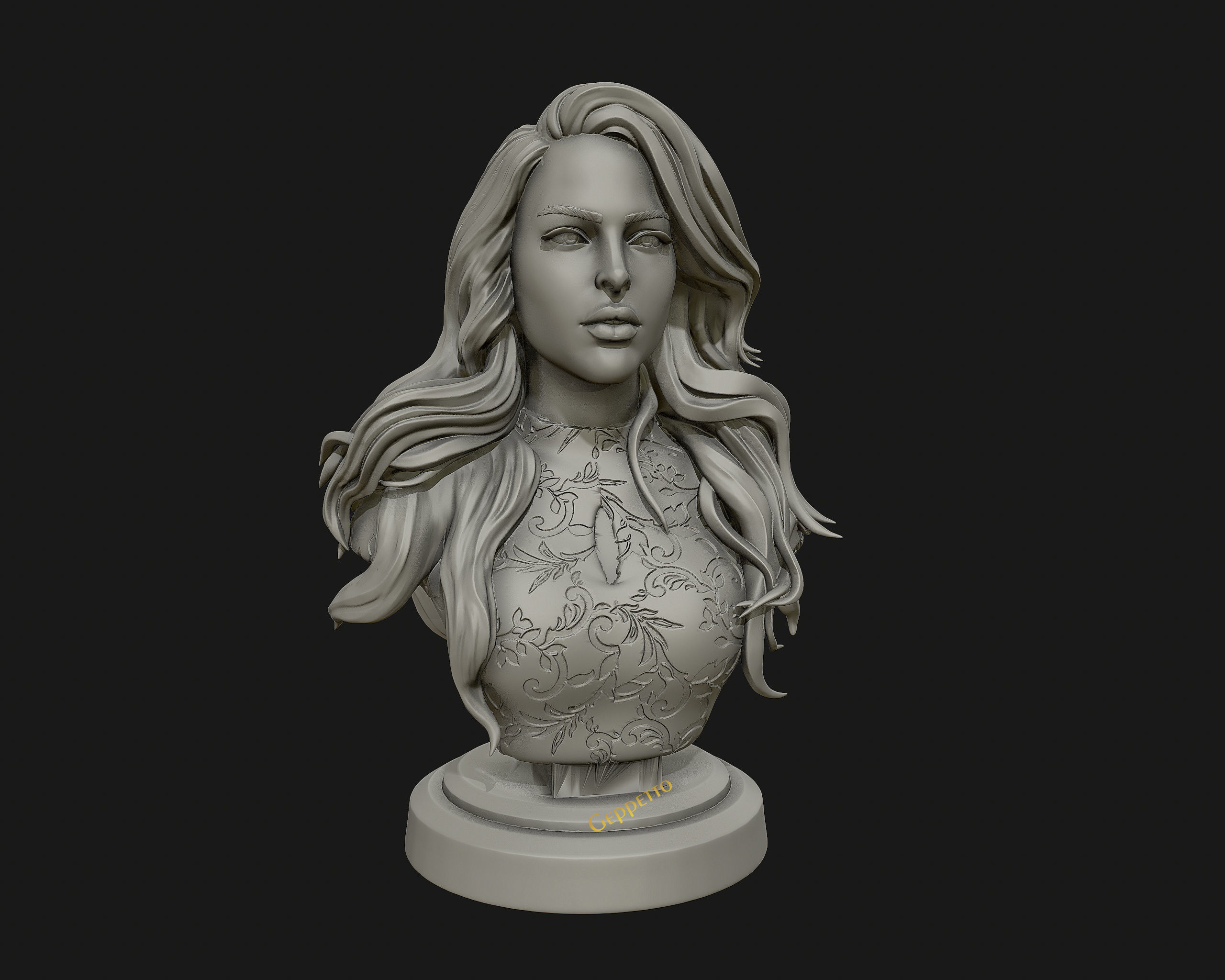 3D sculpture of girl ready to 3D print 3D print model_6
