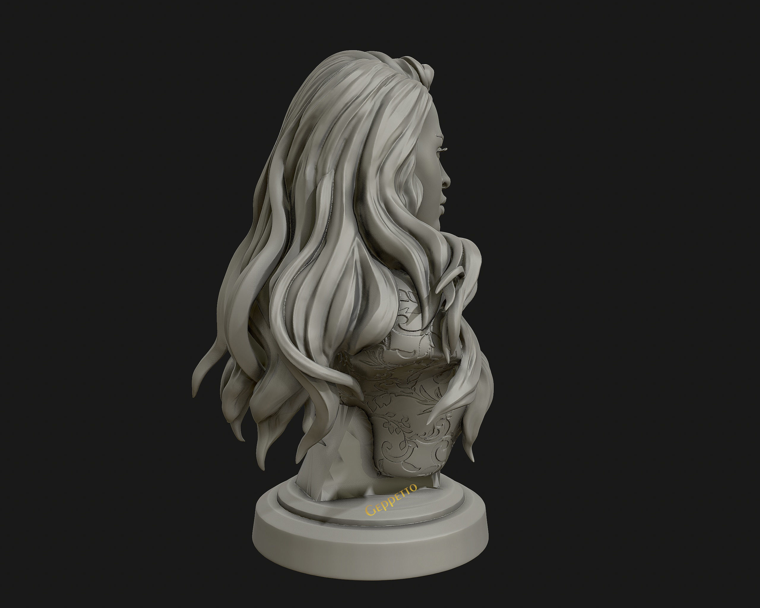 3D sculpture of girl ready to 3D print 3D print model_15