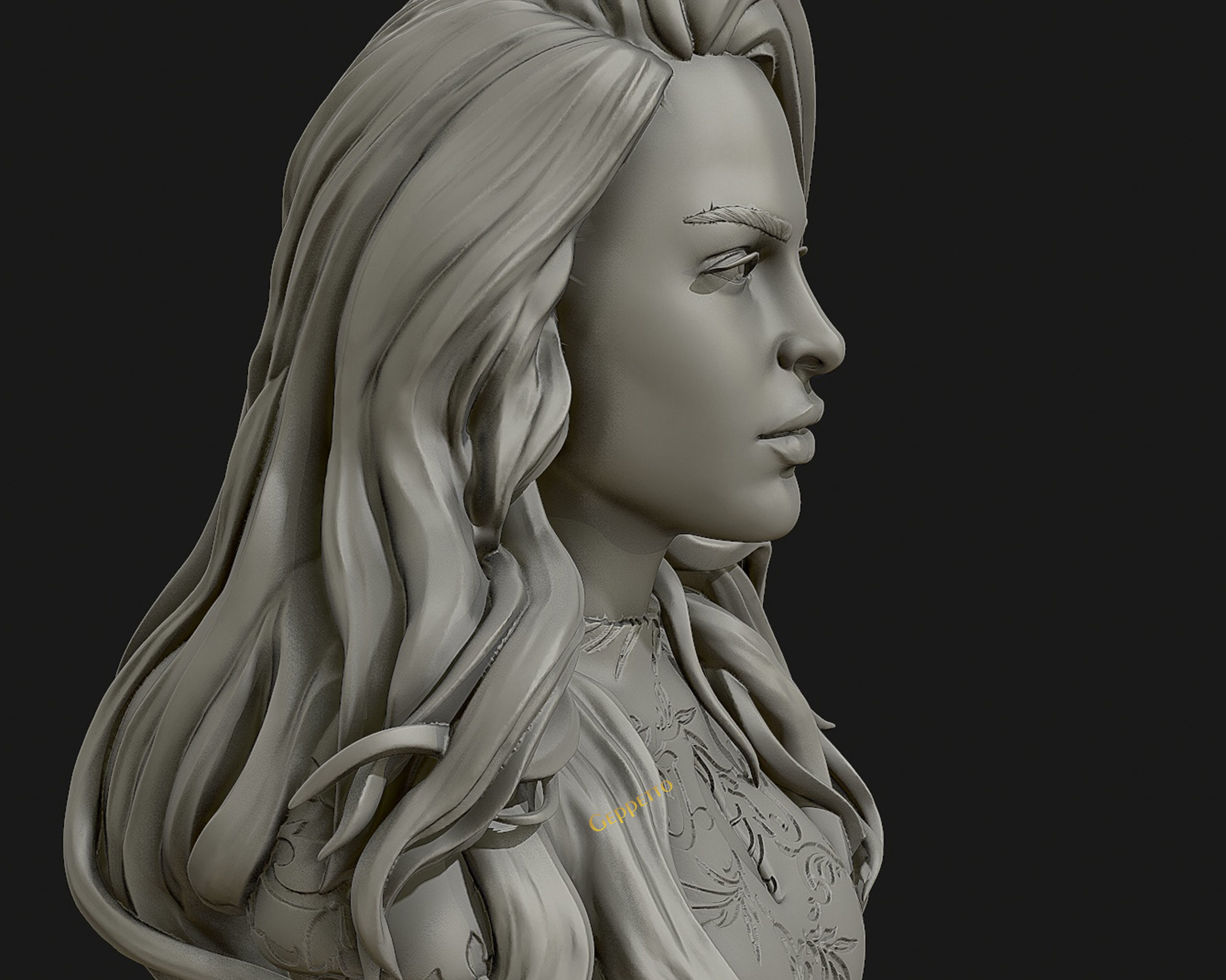3D sculpture of girl ready to 3D print 3D print model_5