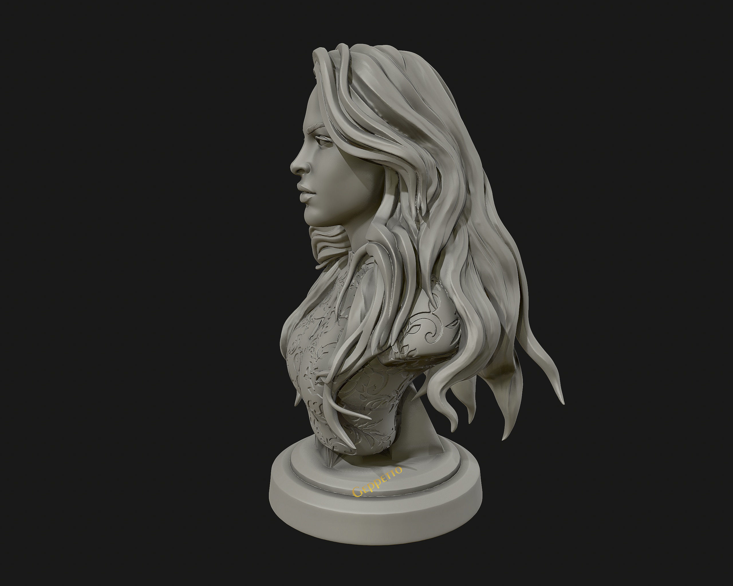 3D sculpture of girl ready to 3D print 3D print model_18