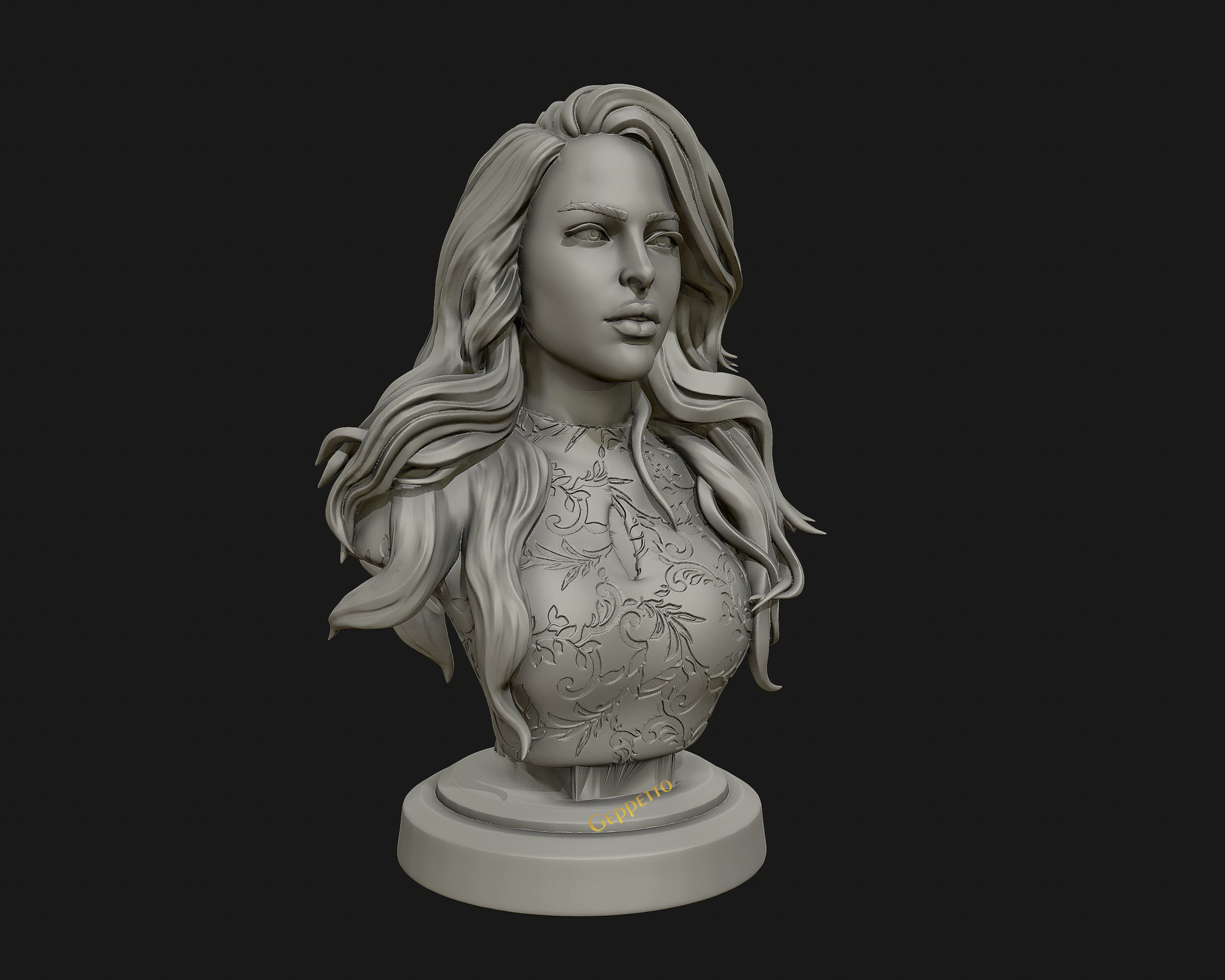 3D sculpture of girl ready to 3D print 3D print model_7