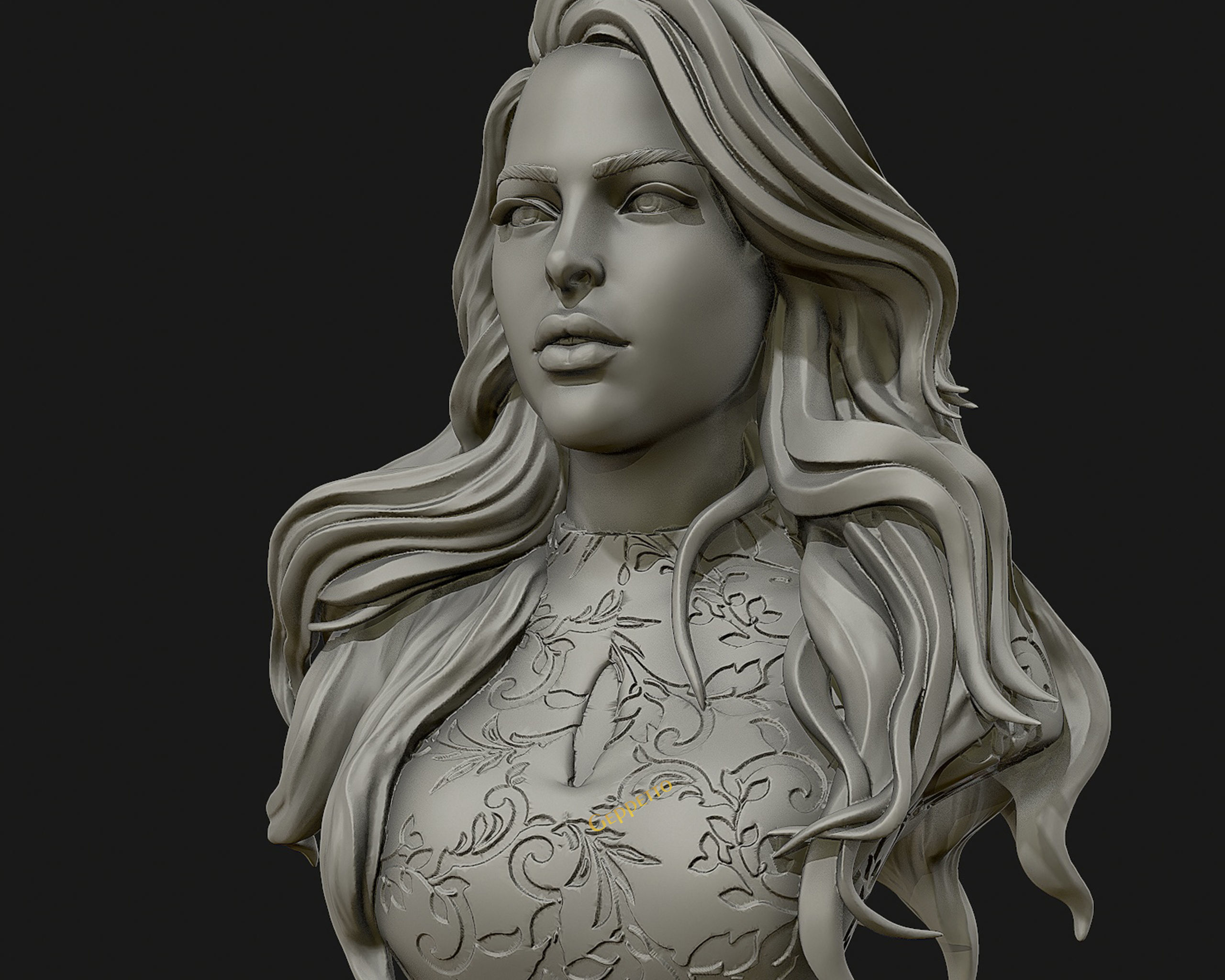 3D sculpture of girl ready to 3D print 3D print model_3