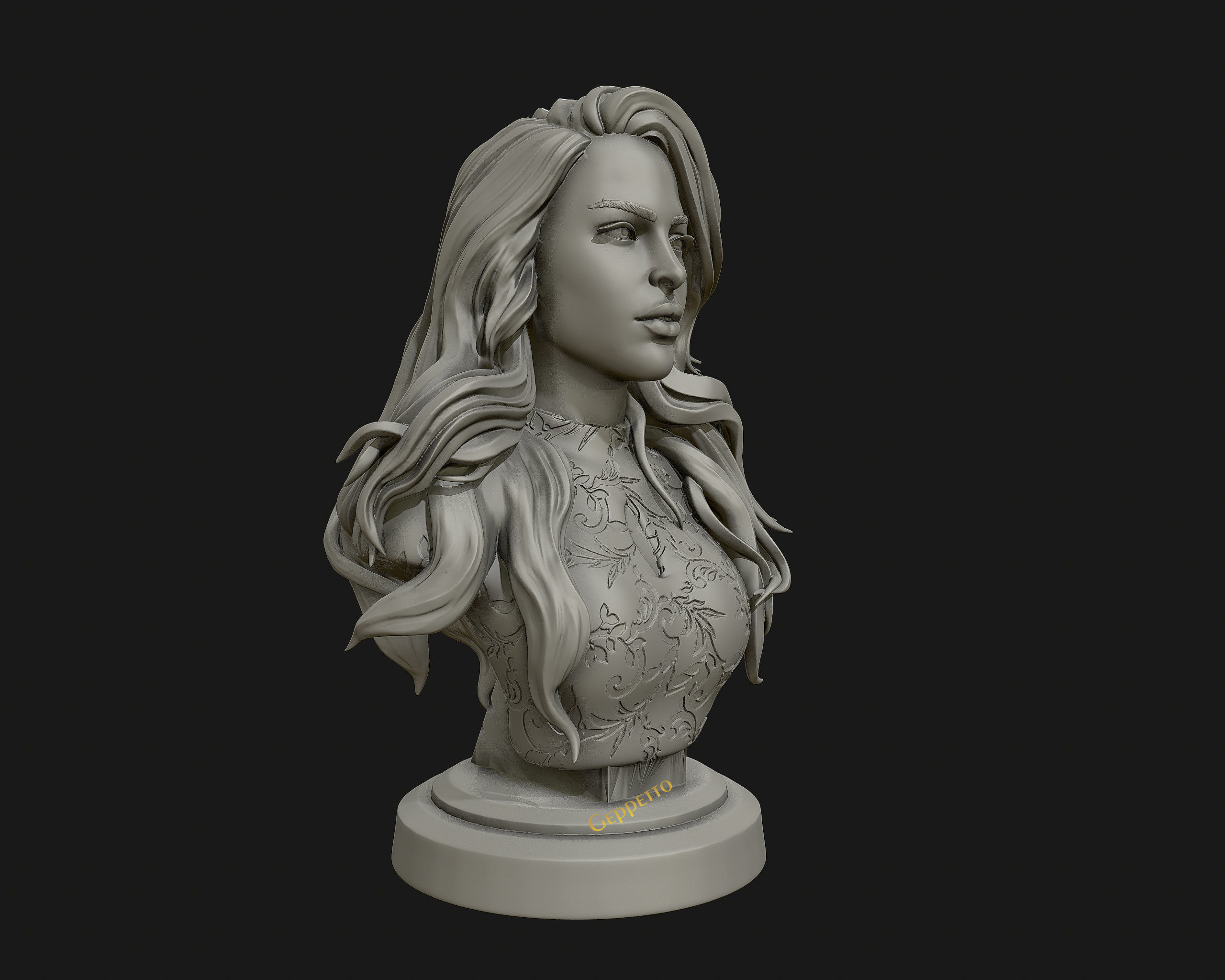3D sculpture of girl ready to 3D print 3D print model_10
