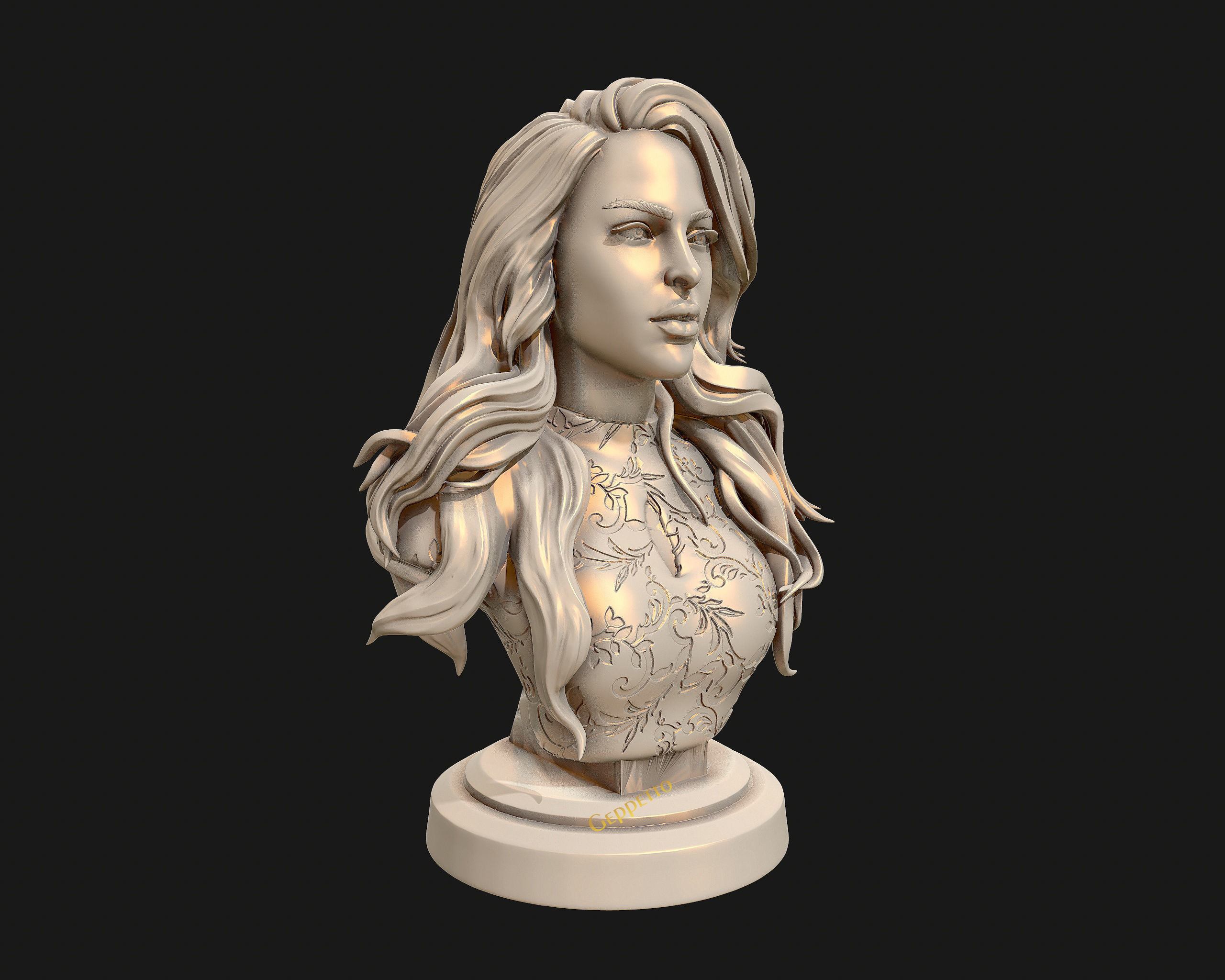 3D sculpture of girl ready to 3D print 3D print model_25