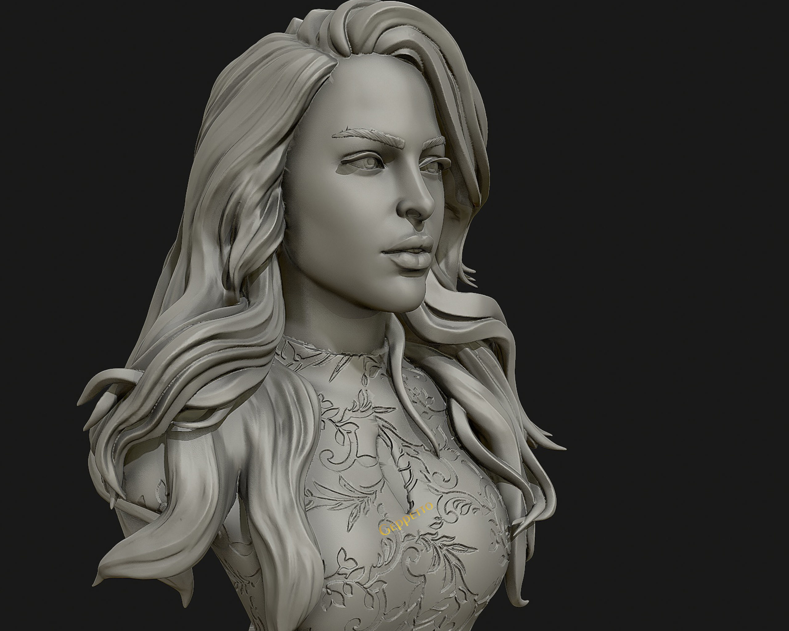 3D sculpture of girl ready to 3D print 3D print model_2