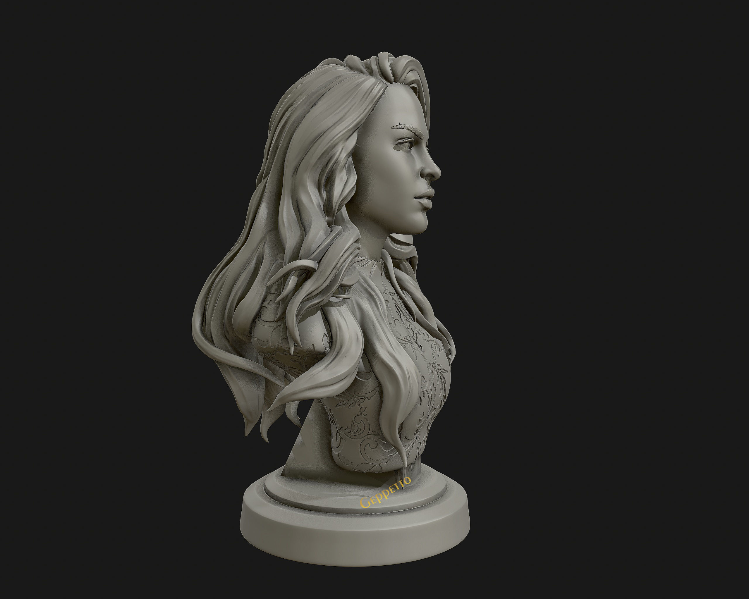 3D sculpture of girl ready to 3D print 3D print model_13