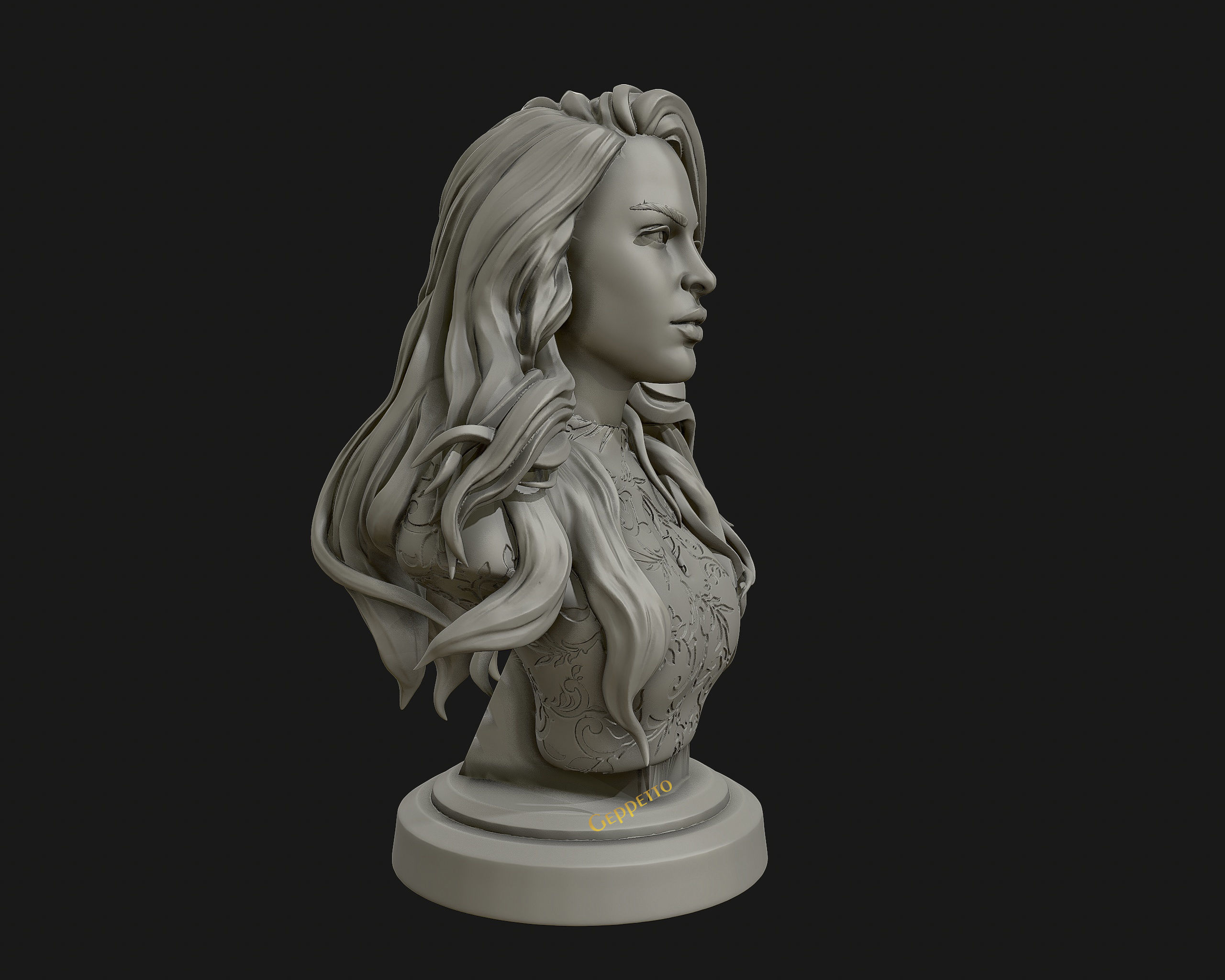 3D sculpture of girl ready to 3D print 3D print model_12