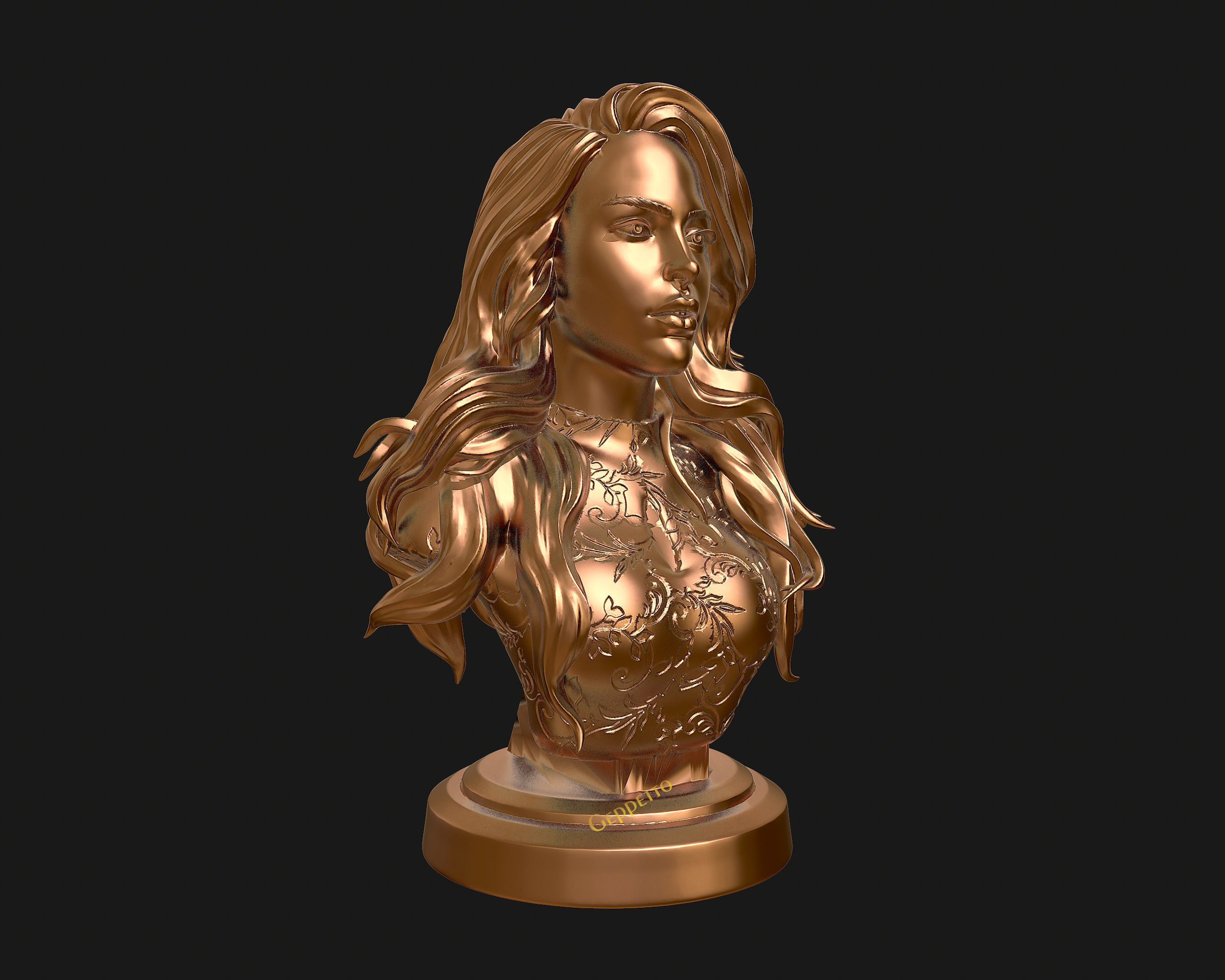 3D sculpture of girl ready to 3D print 3D print model_33
