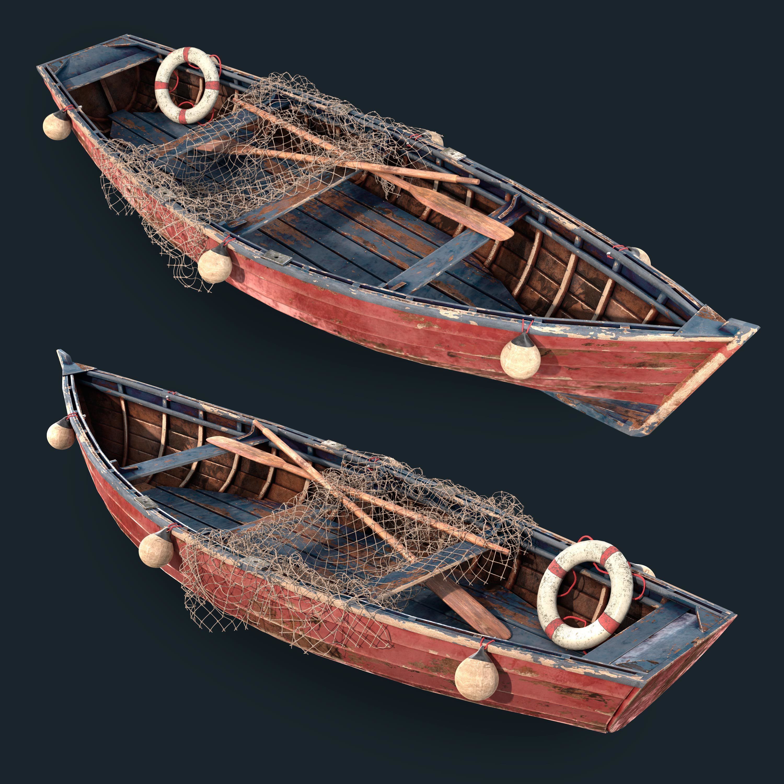 Old fishing boat 3D model_1