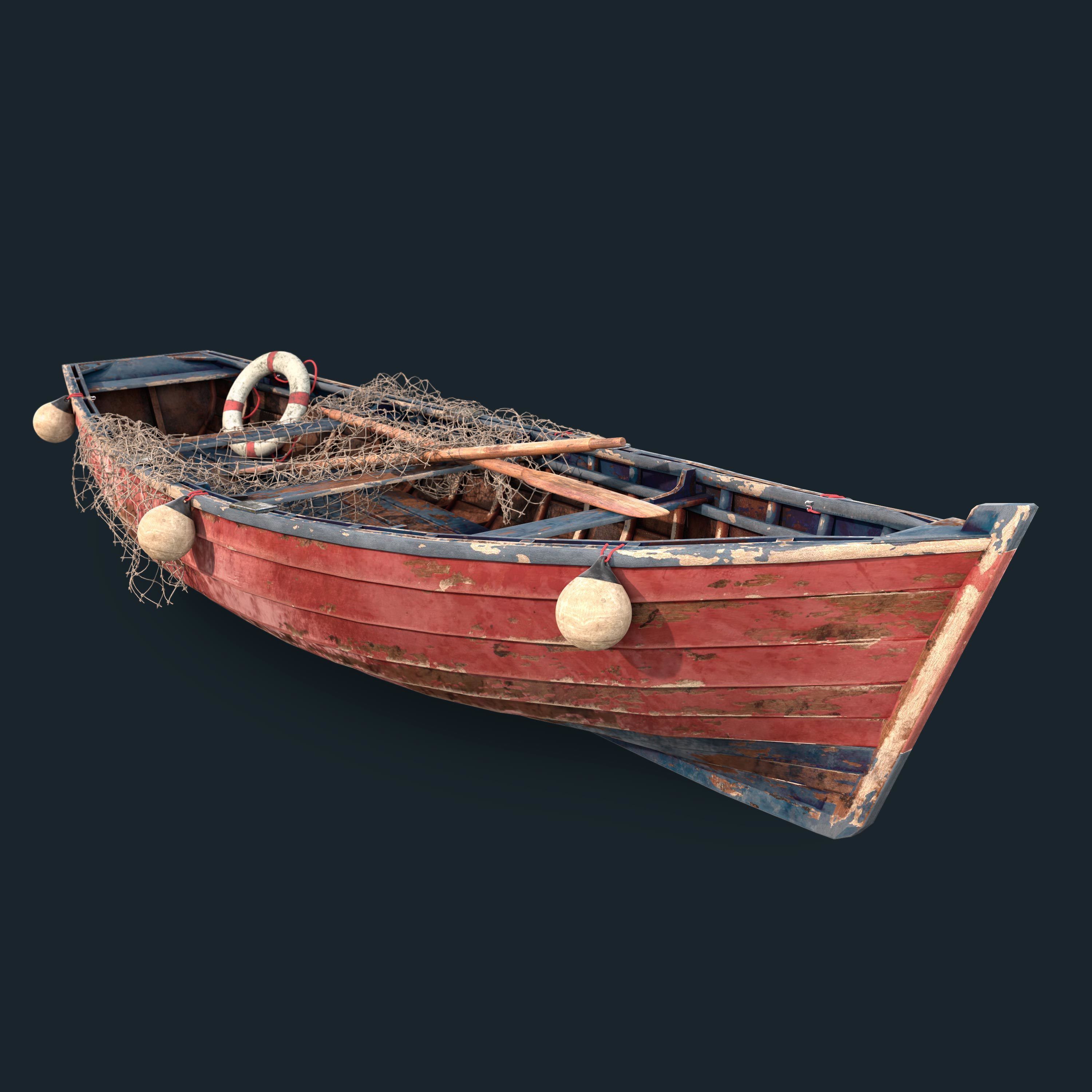 Old fishing boat 3D model_2