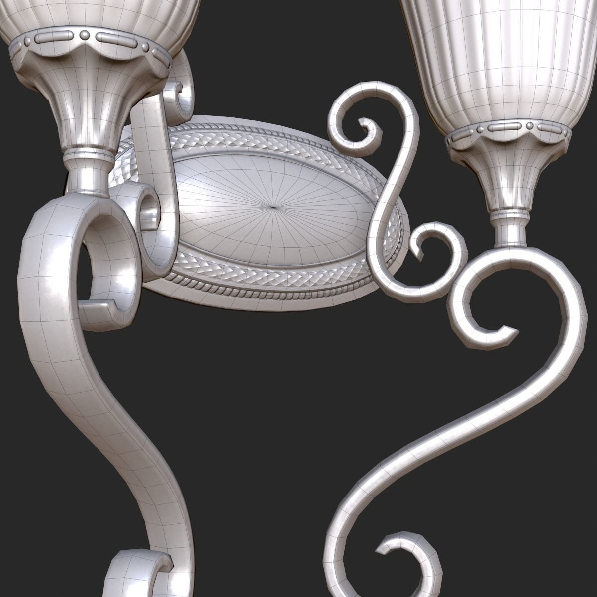 Vintage Wall Light Double PBR Game Ready Low-poly 3D model_12