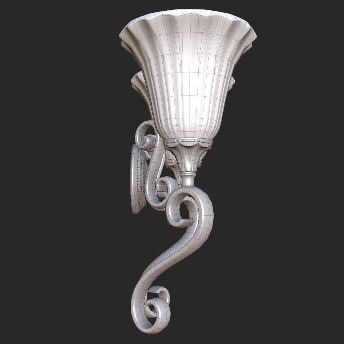 Vintage Wall Light Double PBR Game Ready Low-poly 3D model_9