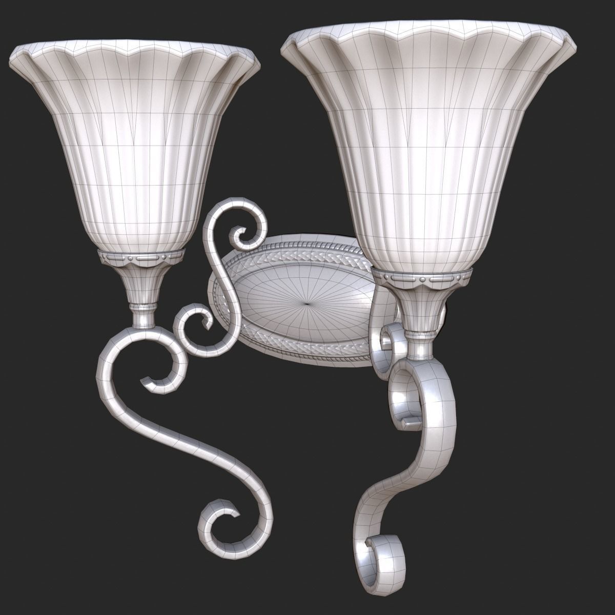 Vintage Wall Light Double PBR Game Ready Low-poly 3D model_15