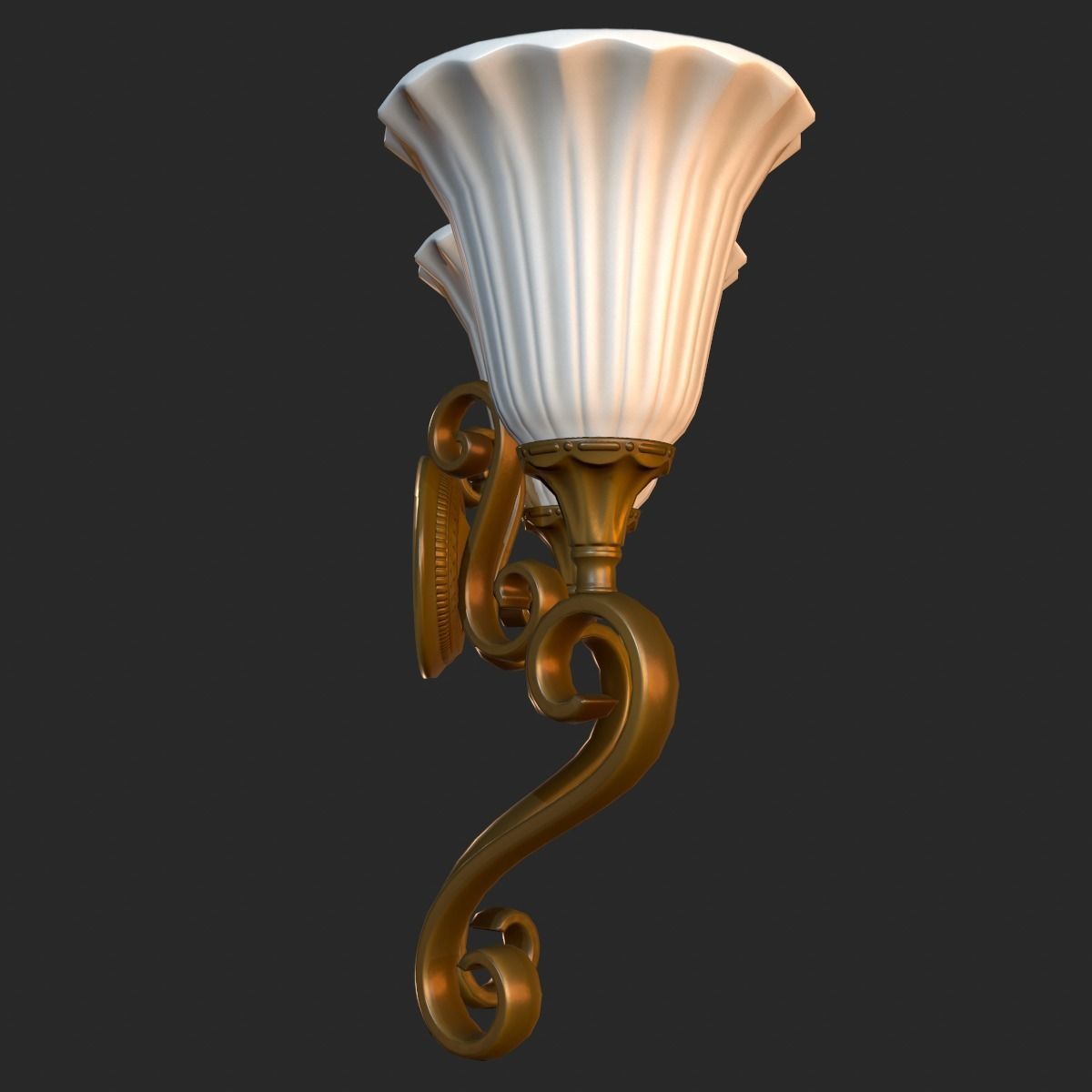 Vintage Wall Light Double PBR Game Ready Low-poly 3D model_8