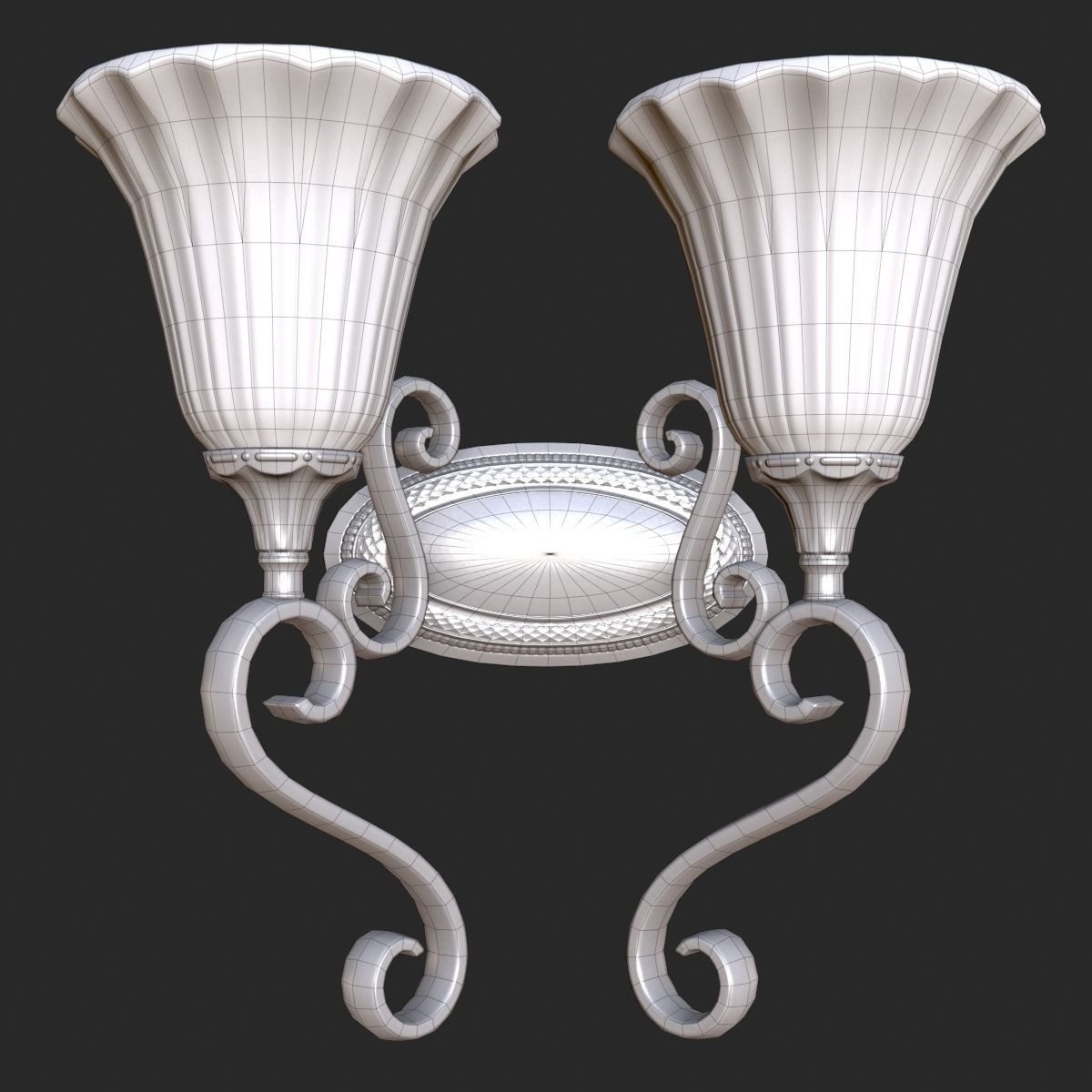 Vintage Wall Light Double PBR Game Ready Low-poly 3D model_6