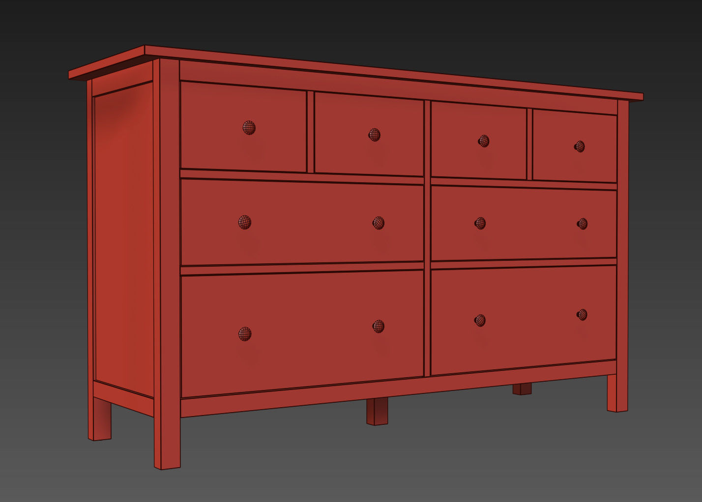HEMNES 8-drawer dresser 3D model_3