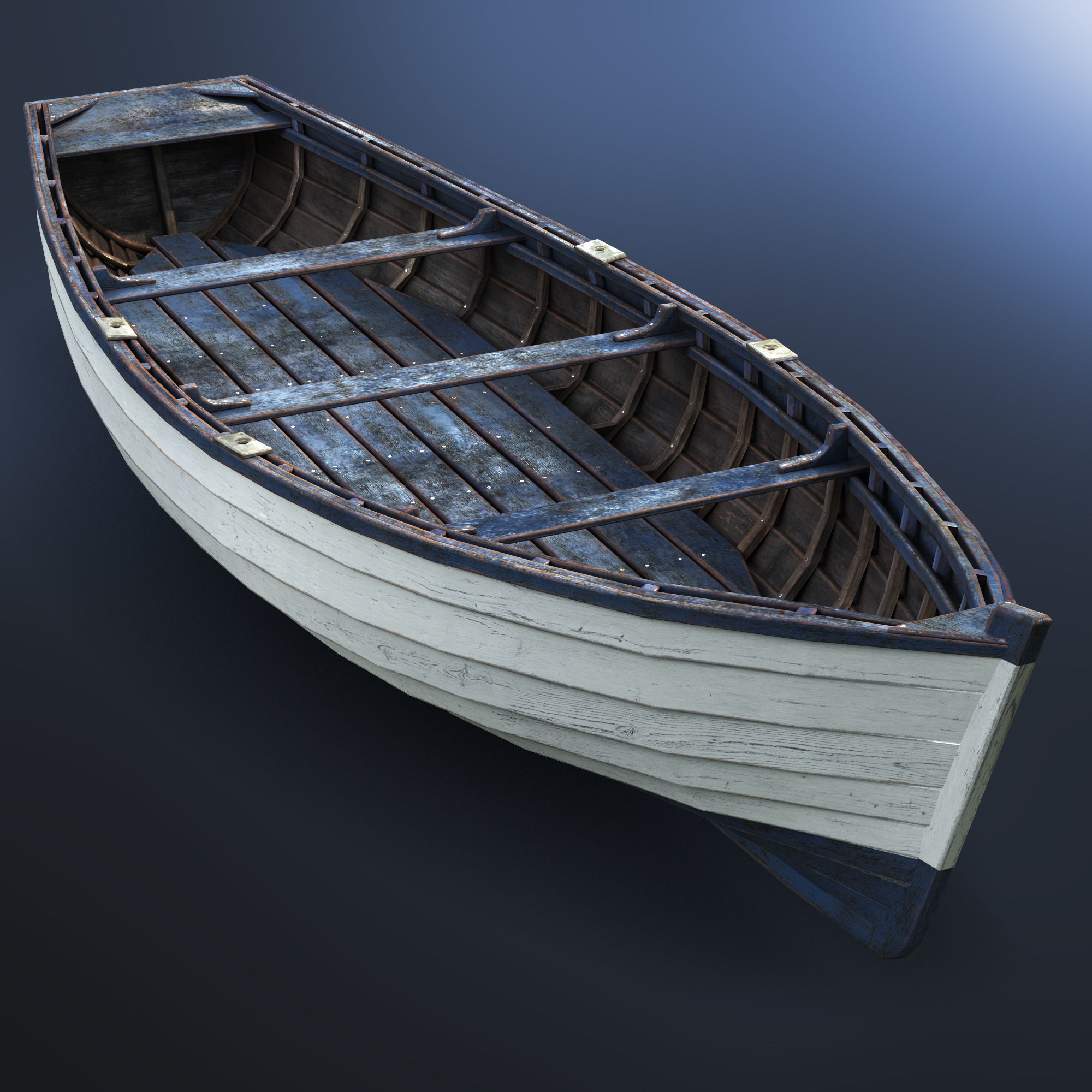 Boat wooden 3D model_3
