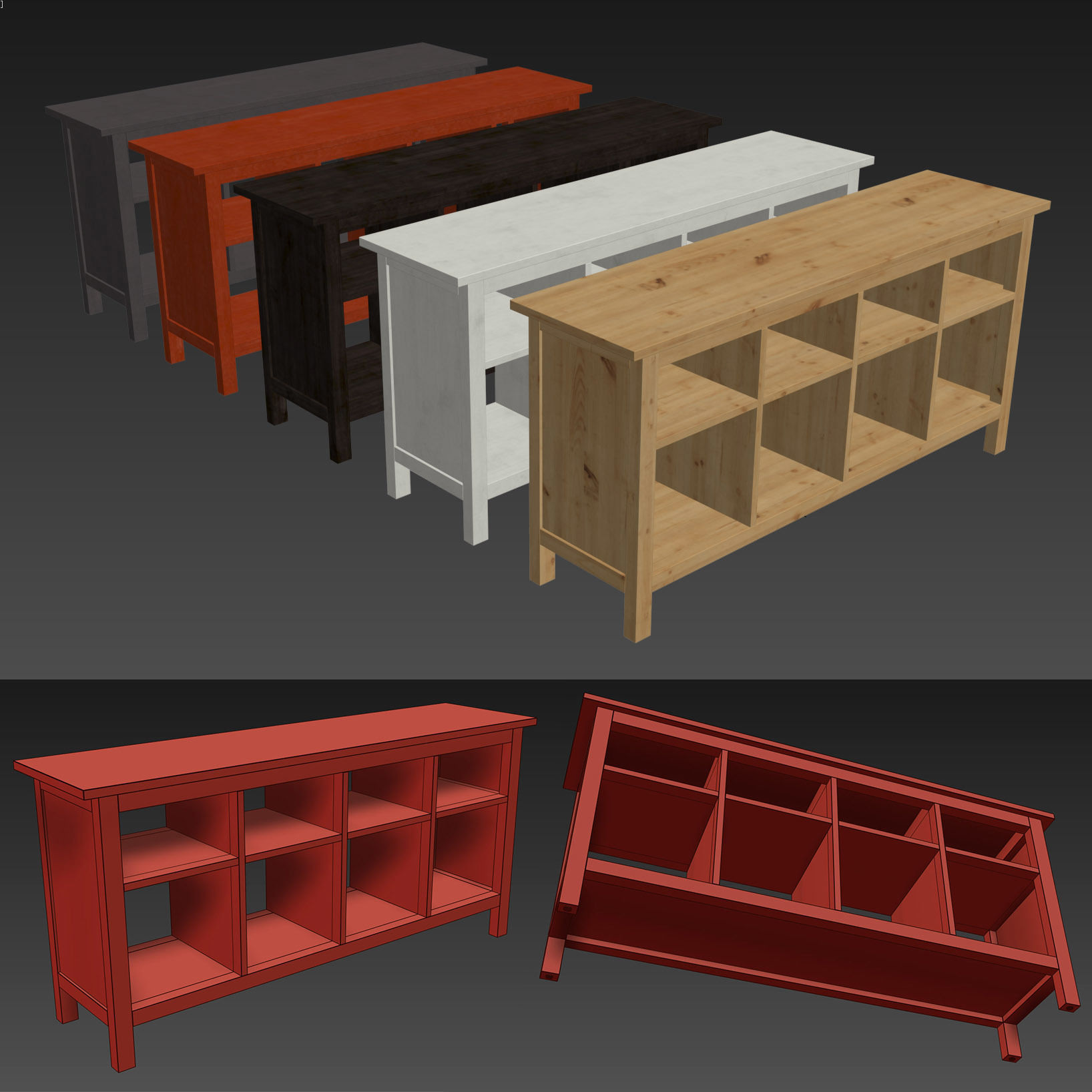 HEMNES Console table 3D model_18