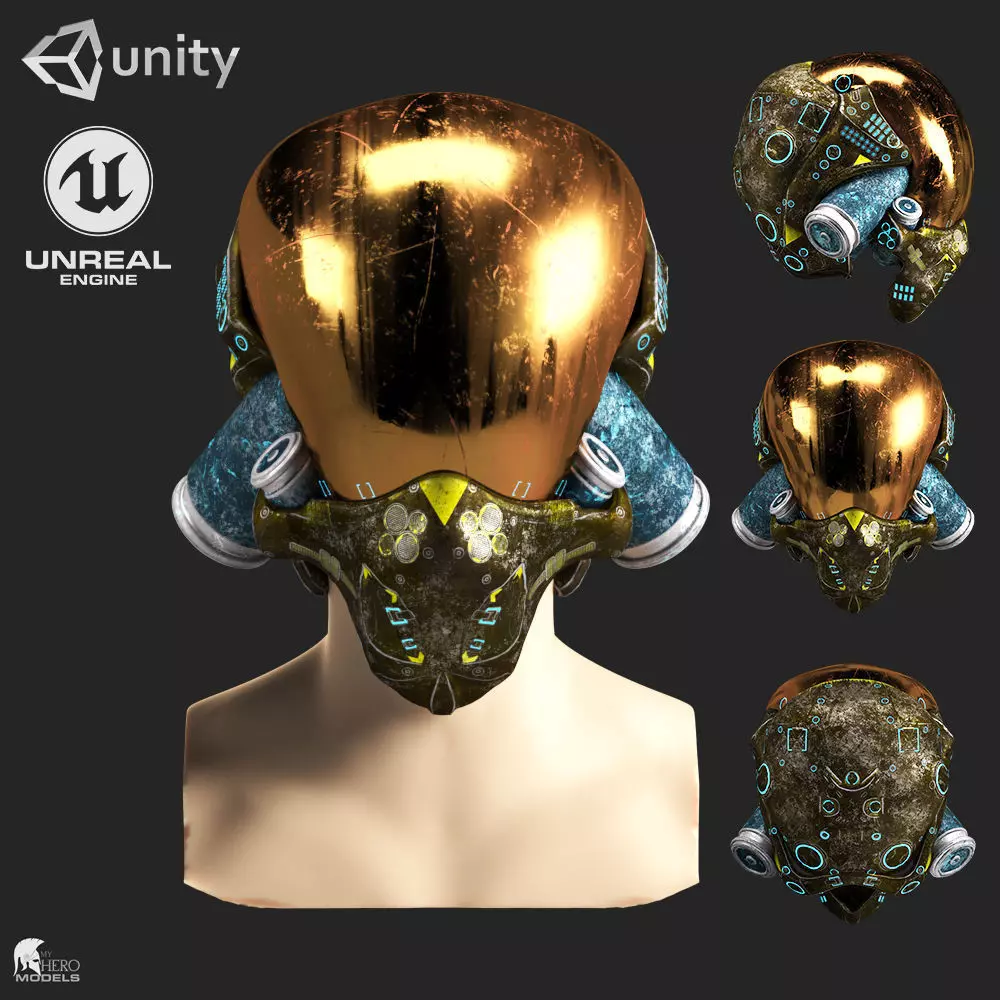 SCIFI HELMET 05 - 3D Asset Game Model PBR Free low-poly 3D model