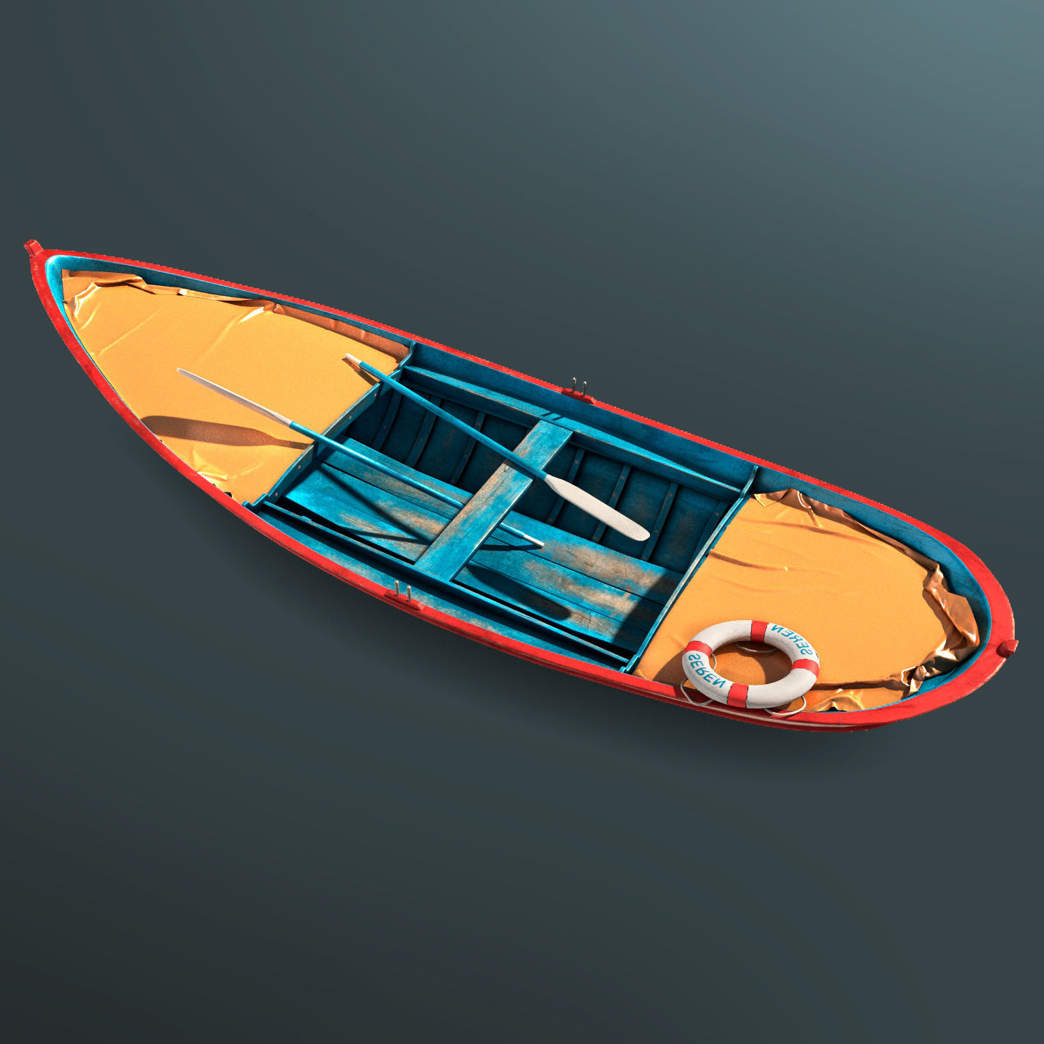 Boat2 fishing boat in water 3D model_5