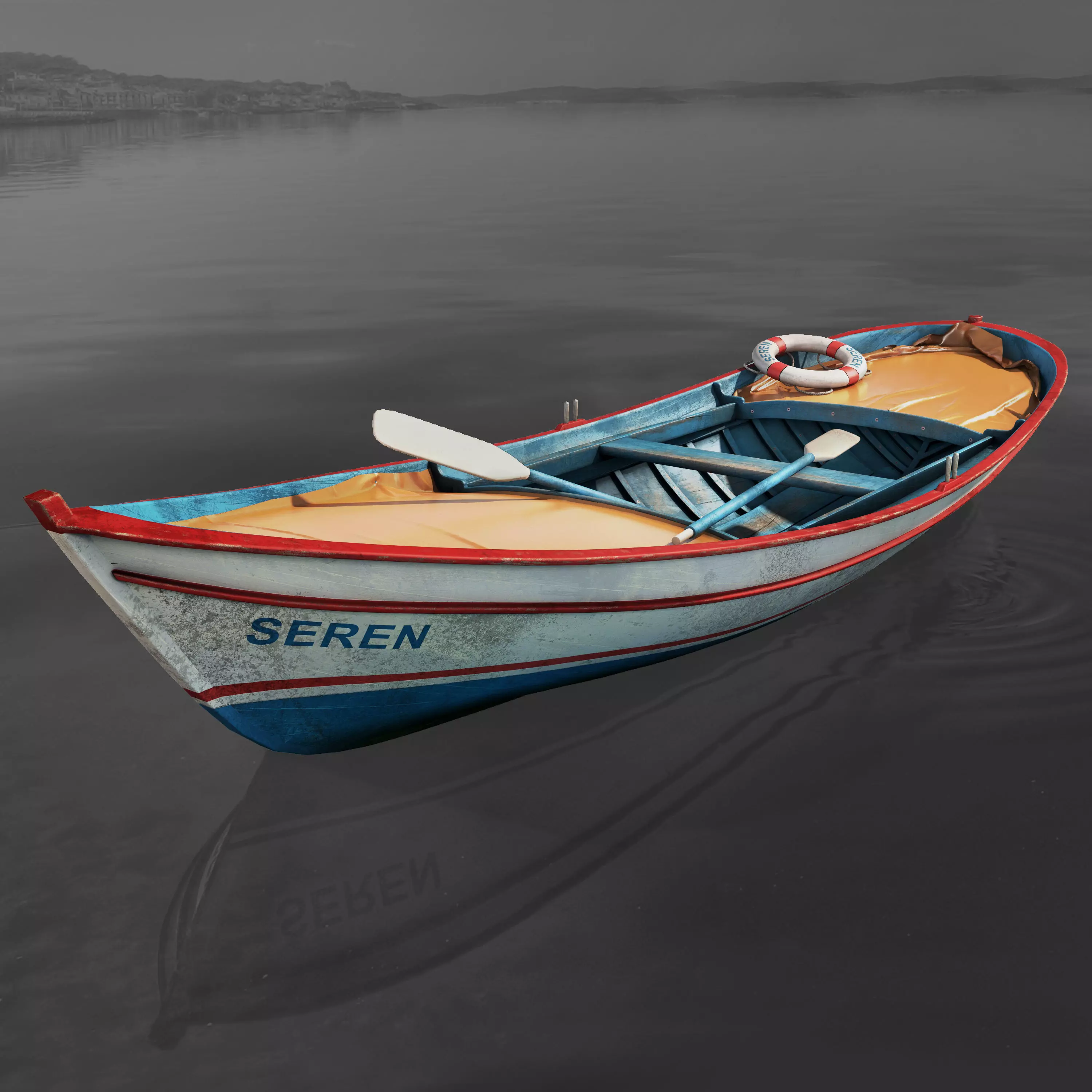Boat2 fishing boat in water 3D model_0