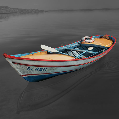 Boat2 fishing boat in water 3D model