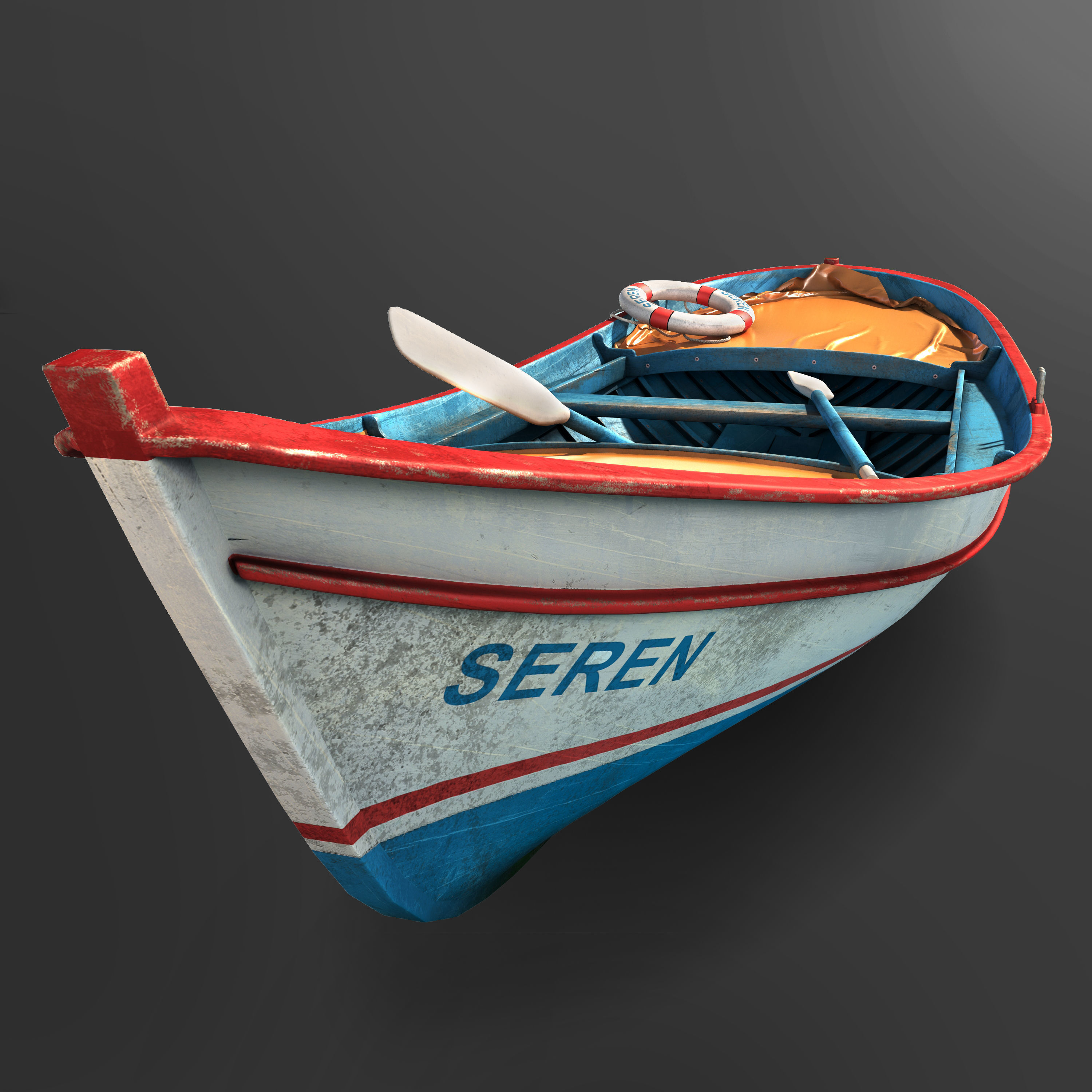 Boat2 fishing boat in water 3D model_1