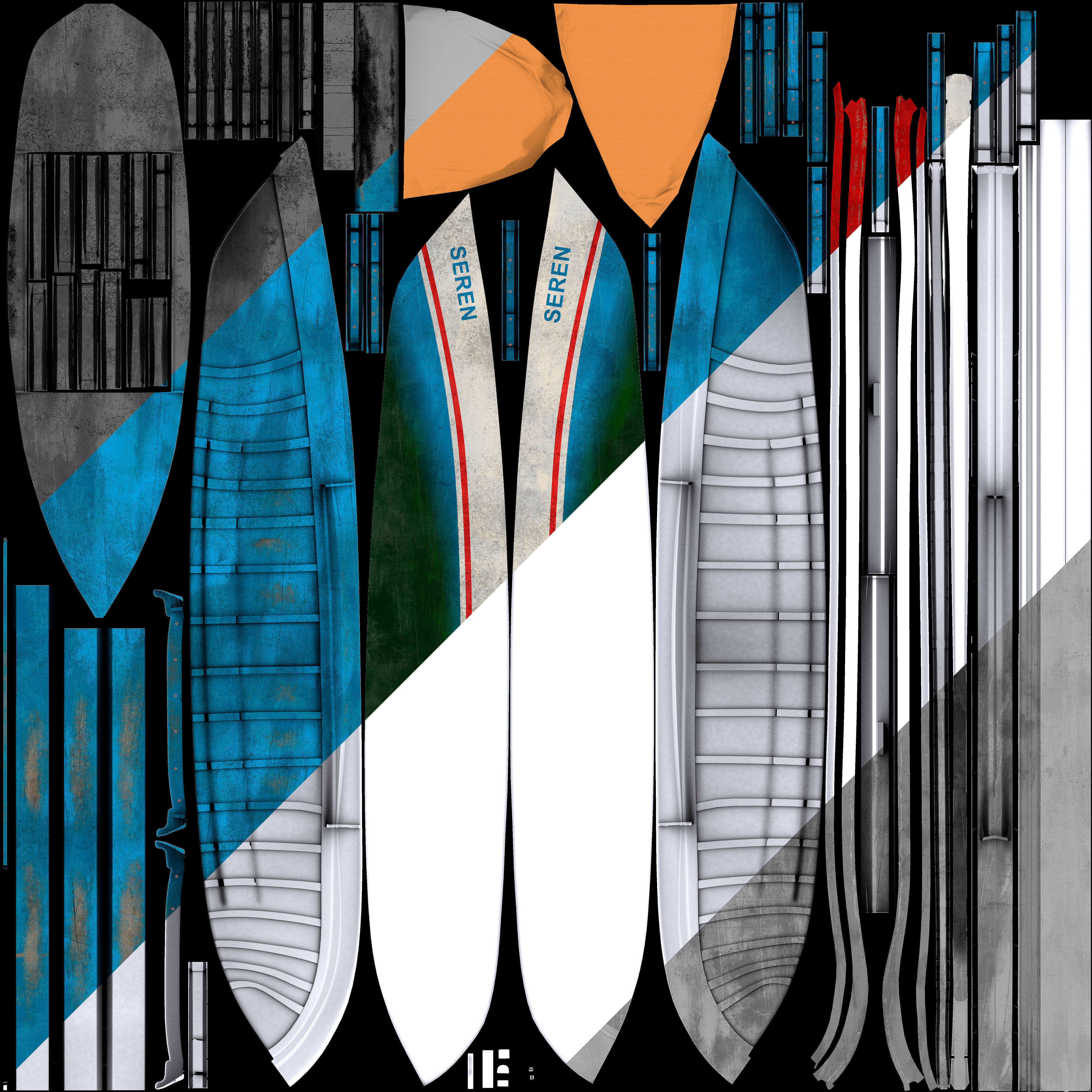 Boat2 fishing boat in water 3D model_2