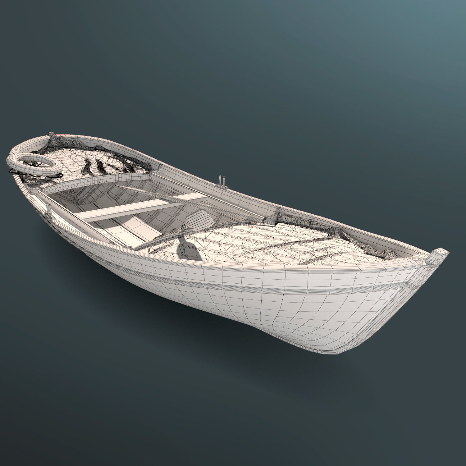 Boat2 fishing boat in water 3D model_4