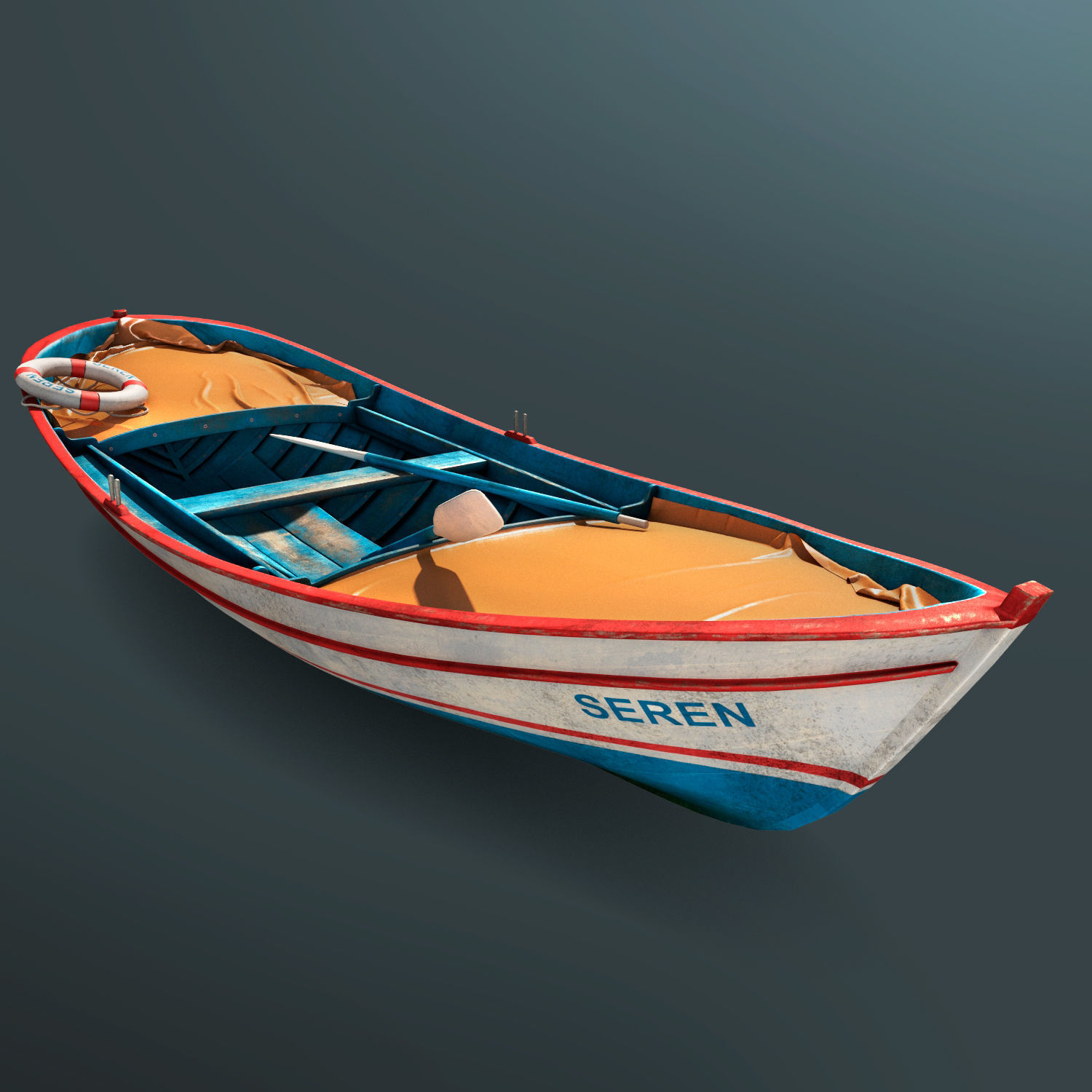 Boat2 fishing boat in water 3D model_3