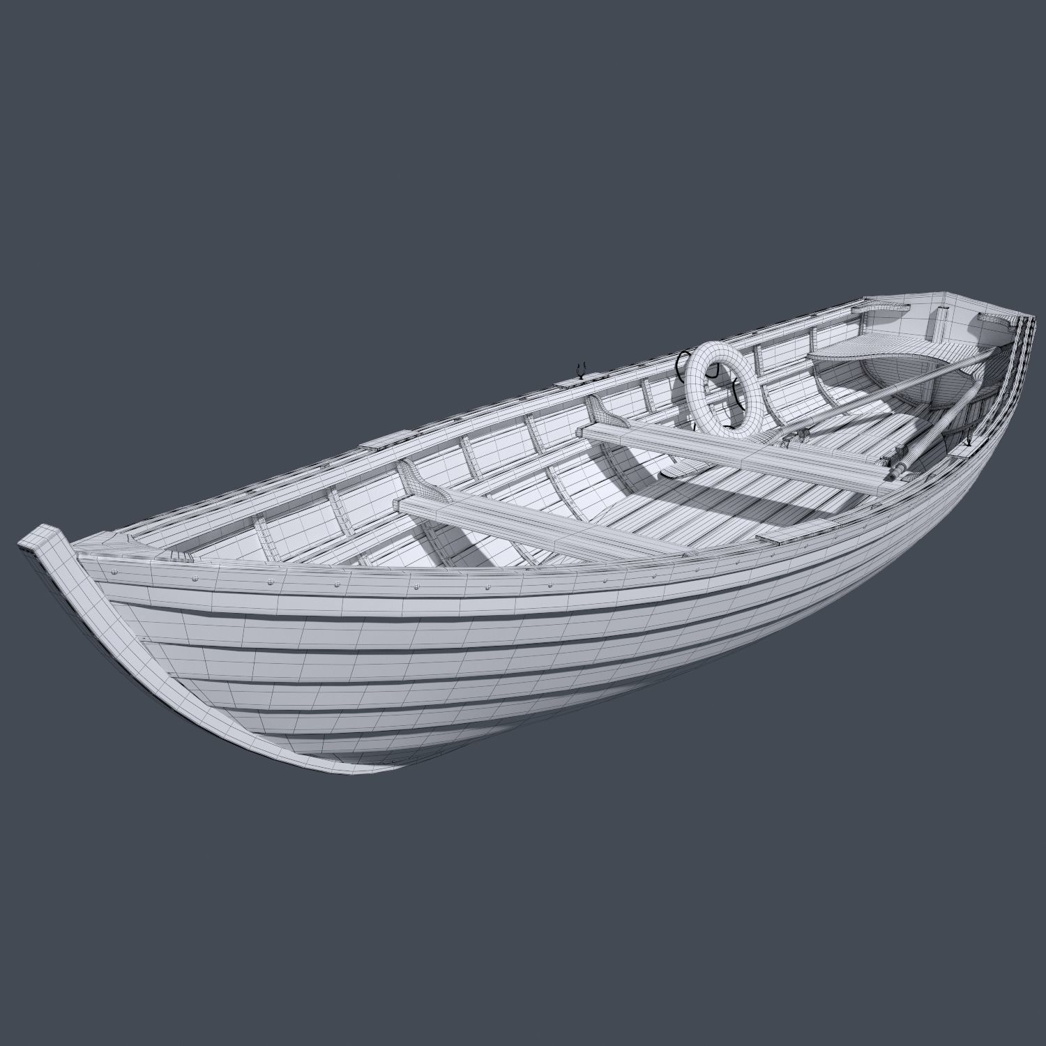 Boat wooden 3D model_3