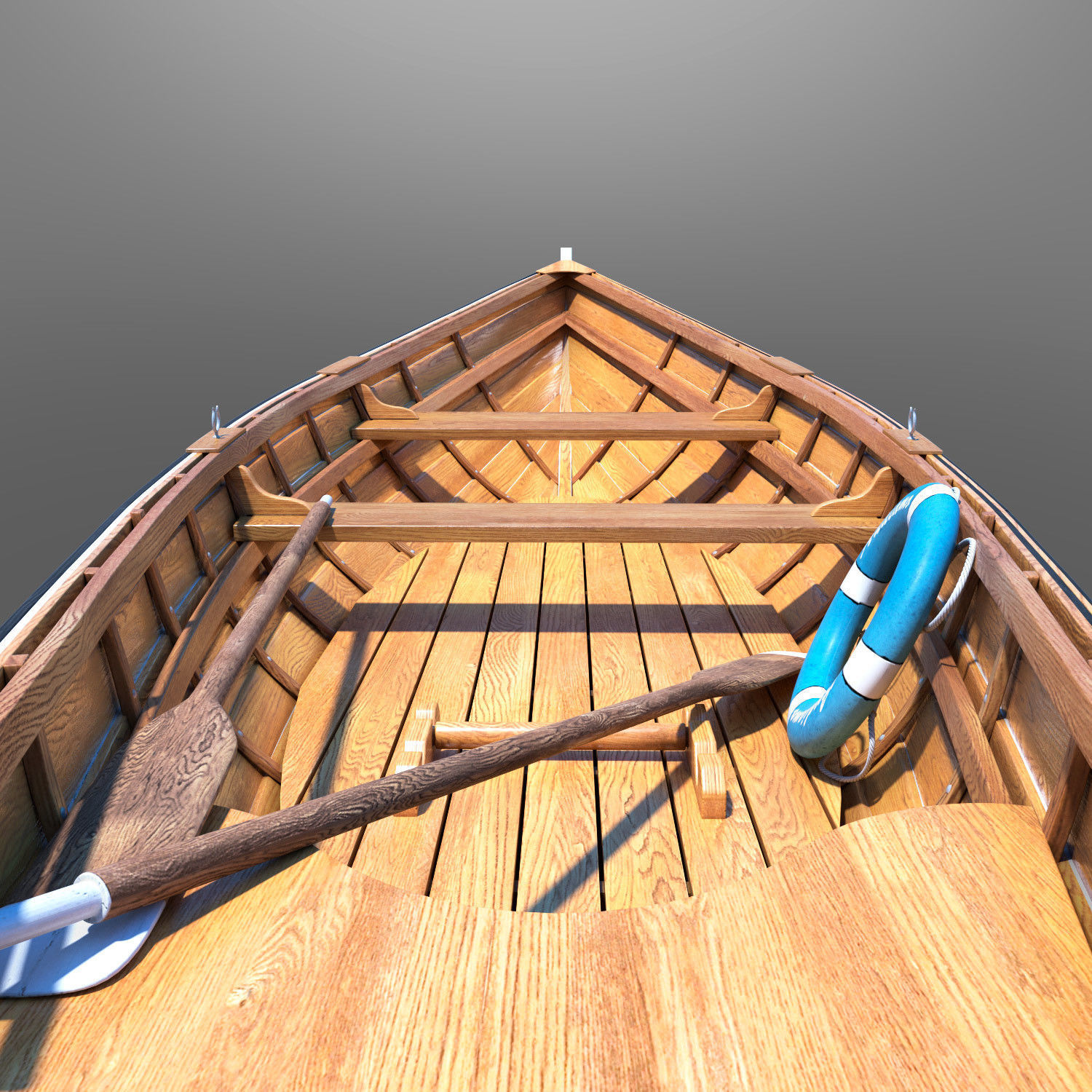 Boat wooden 3D model_2