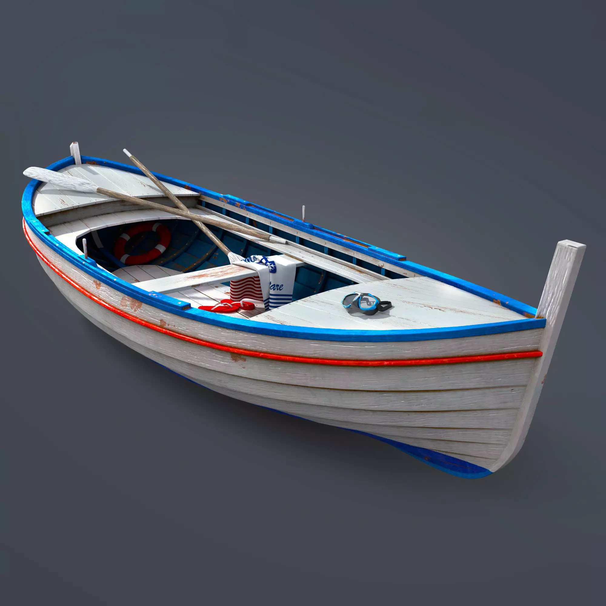 Wooden boat 3D model_0