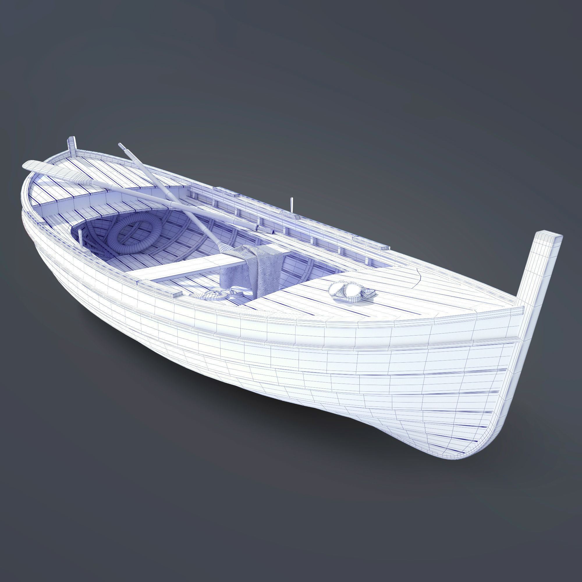 Wooden boat 3D model_2