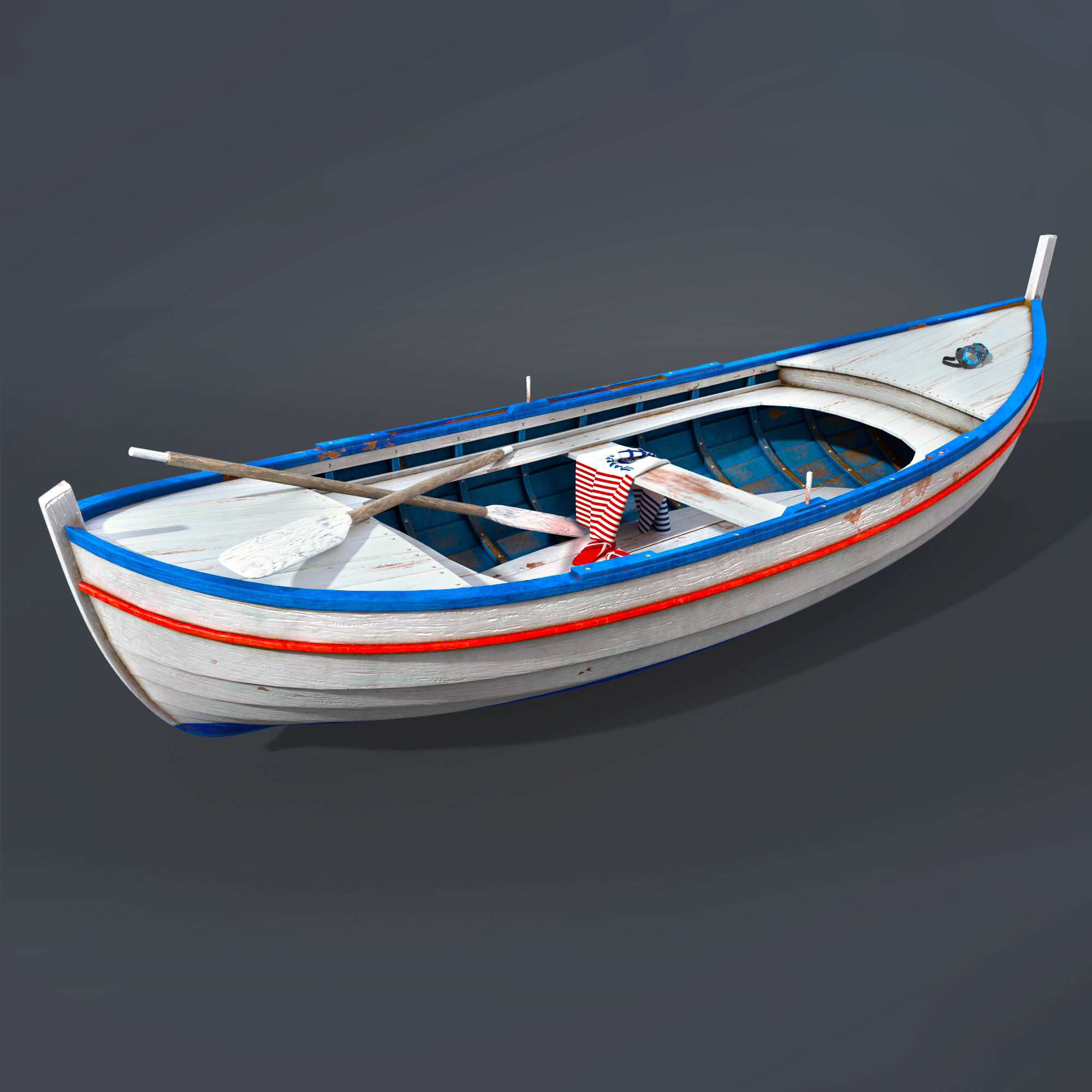 Wooden boat 3D model_1
