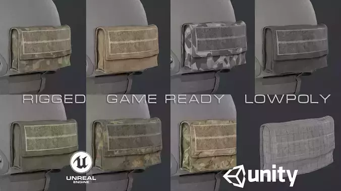 Helmet pouch Low-poly 3D model
